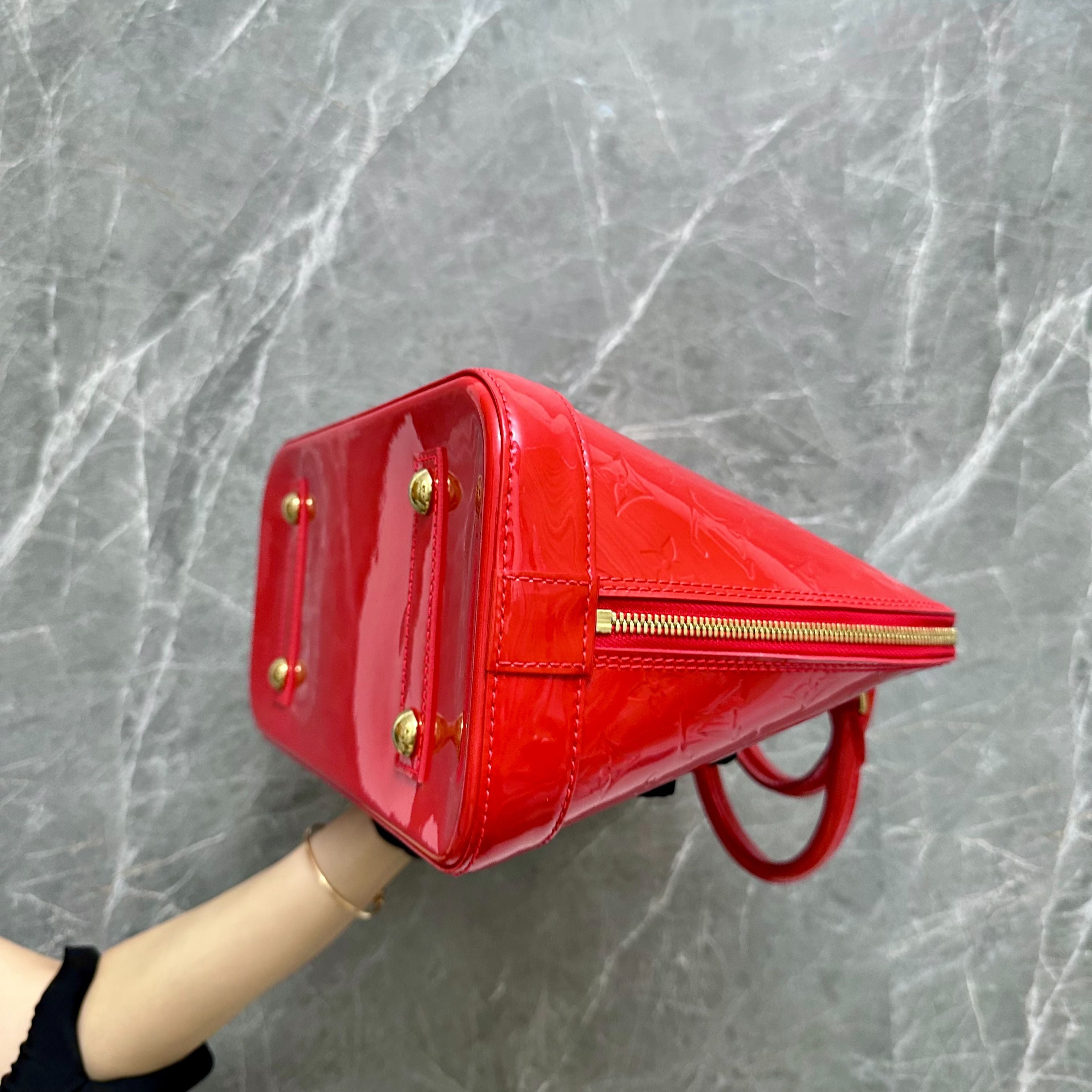 LV Alma PM Vernis Salmon Red GHW - Luxury Evermore