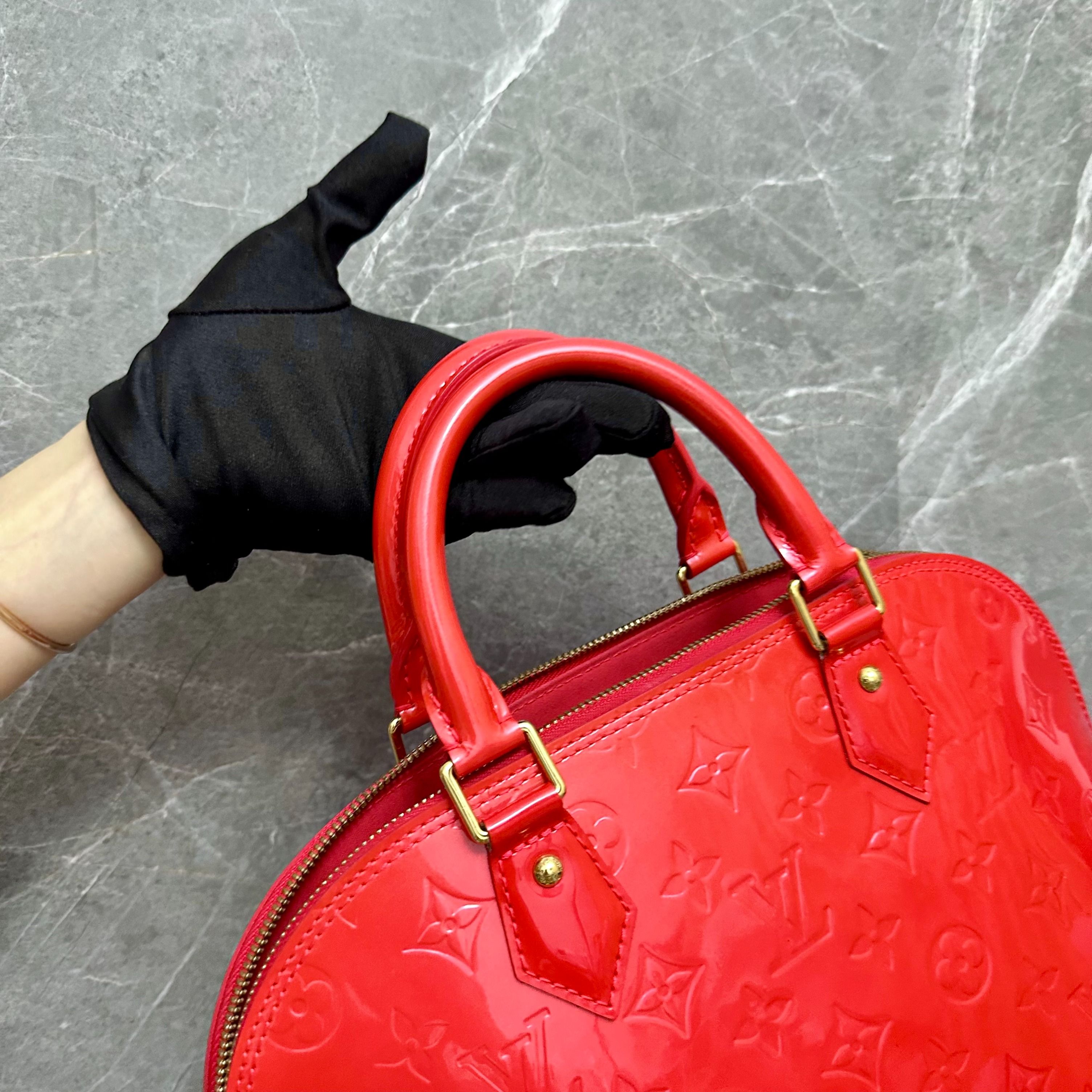 LV Alma PM Vernis Salmon Red GHW - Luxury Evermore