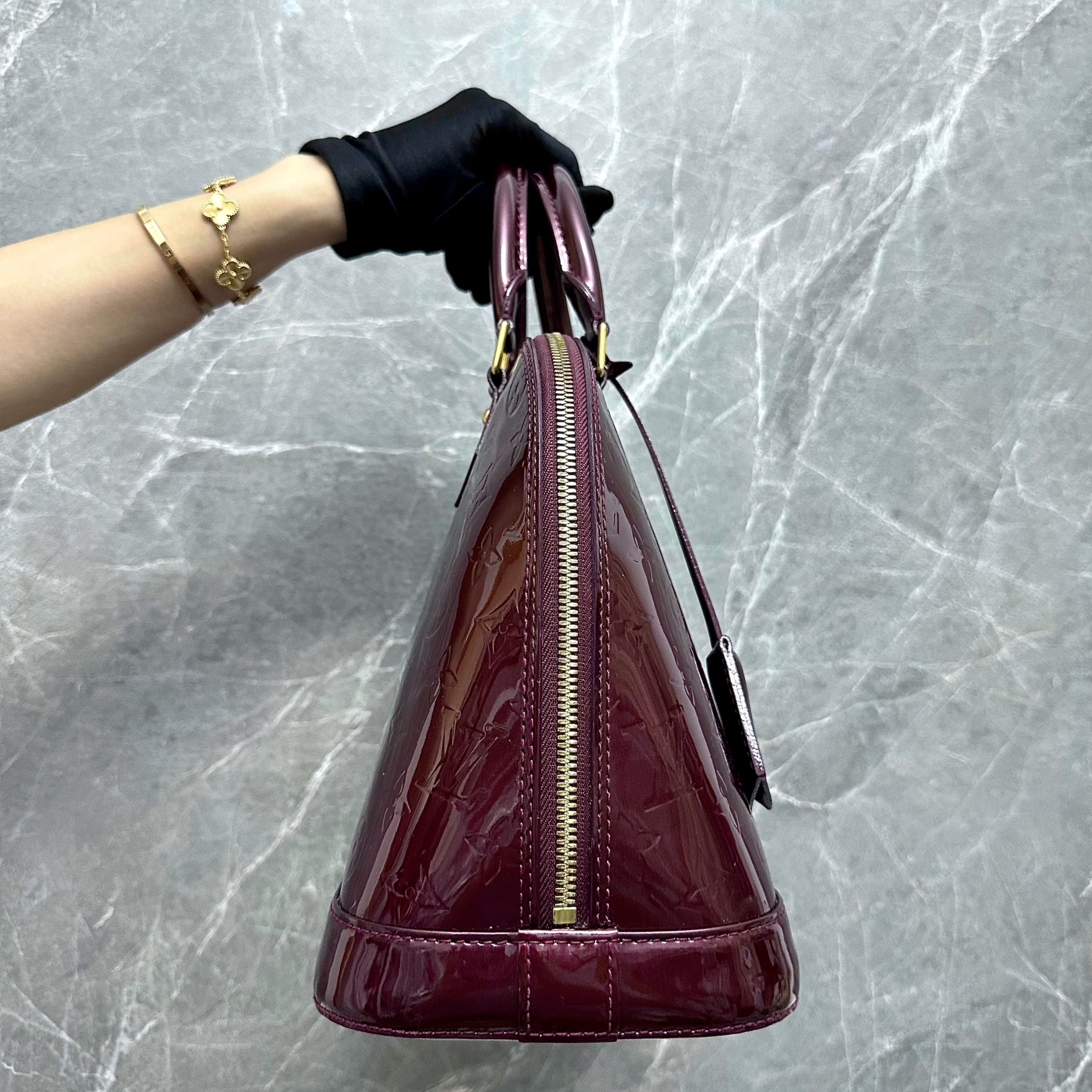 LV Alma Vernis Patent Leather Plum GHW - Luxury Evermore