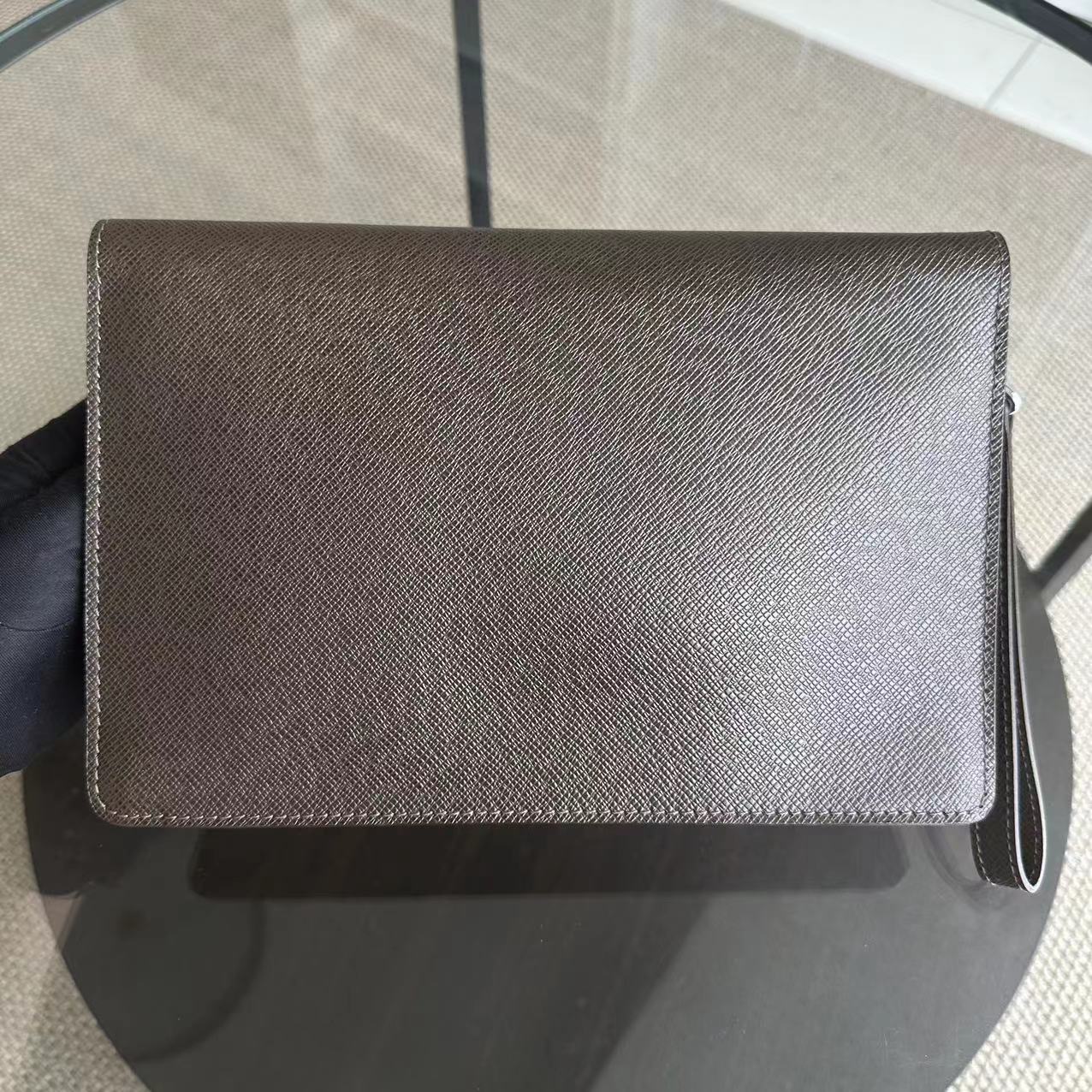 LV Belaia Clutch Taiga Leather Brown SHW - Luxury Evermore