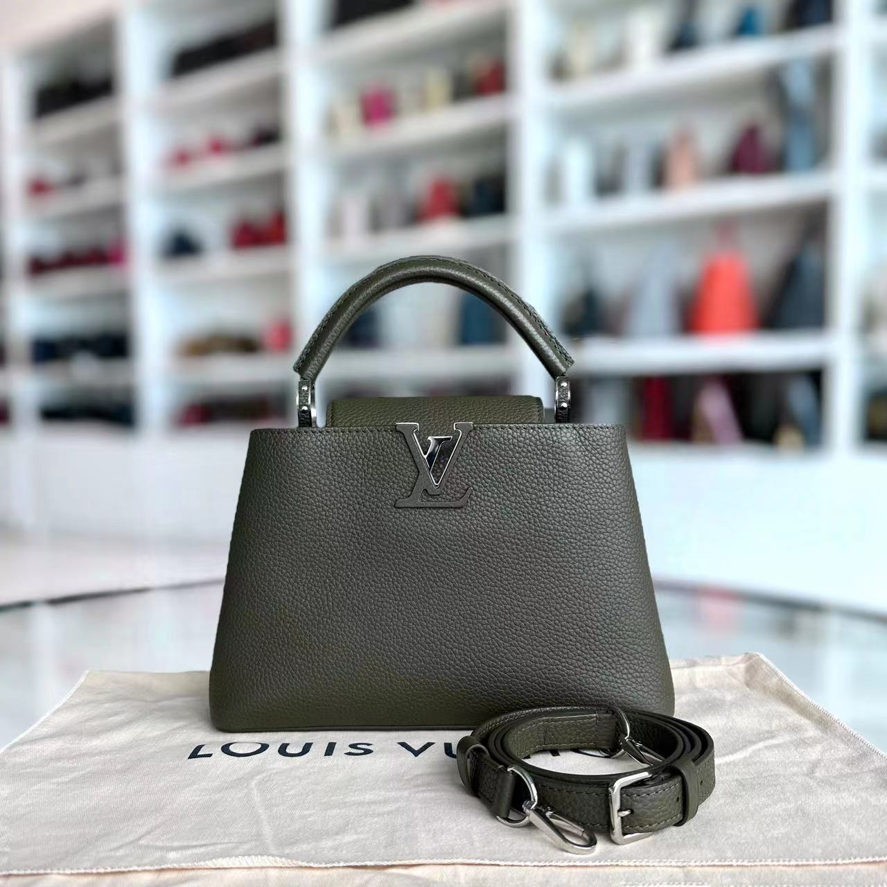 LV Capucines BB Grained Calfskin Taurillon Silver Hardware Louis Vuitton - Luxury Evermore