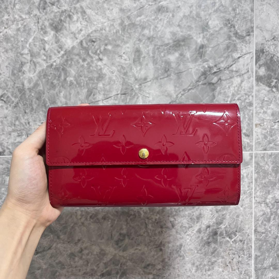 LV Louis Vuitton Sarah Long Wallet Red Patent Leather - Luxury Evermore