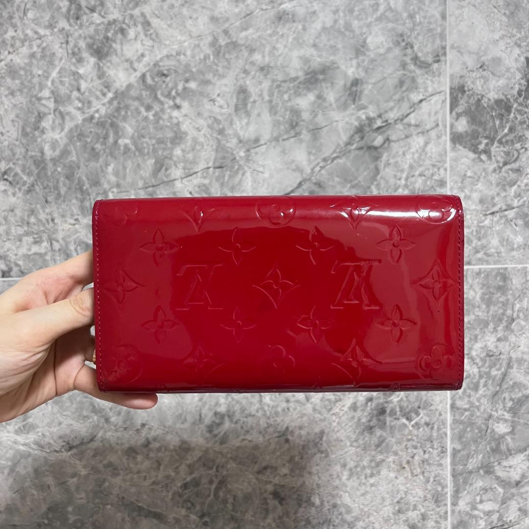 LV Louis Vuitton Sarah Long Wallet Red Patent Leather - Luxury Evermore