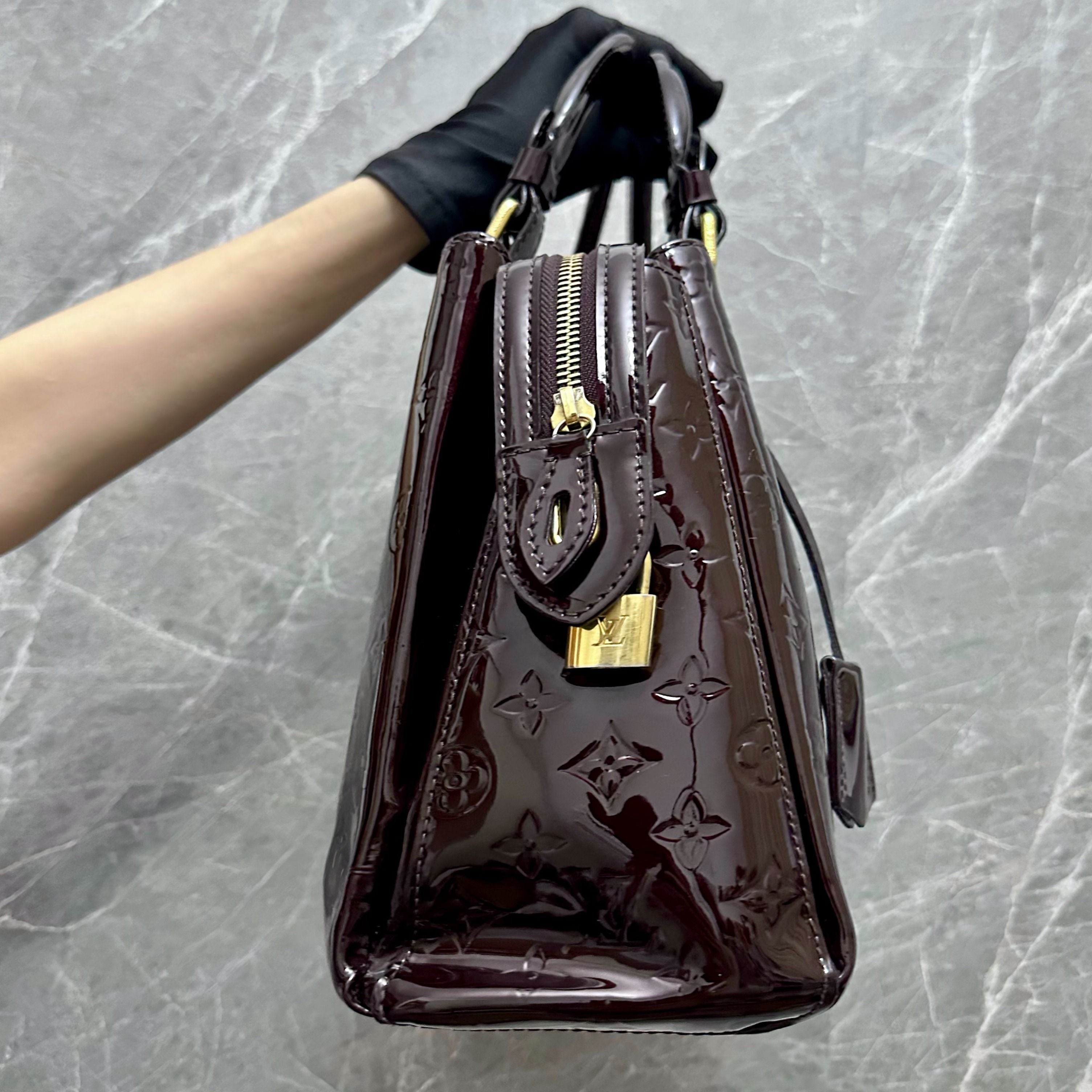 LV Melrose Avenue Vernis Burgundy - Luxury Evermore