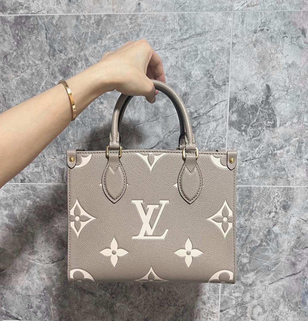 LV OnTheGo PM Tourterelle Creme Giant Empreinte Leather - Luxury Evermore