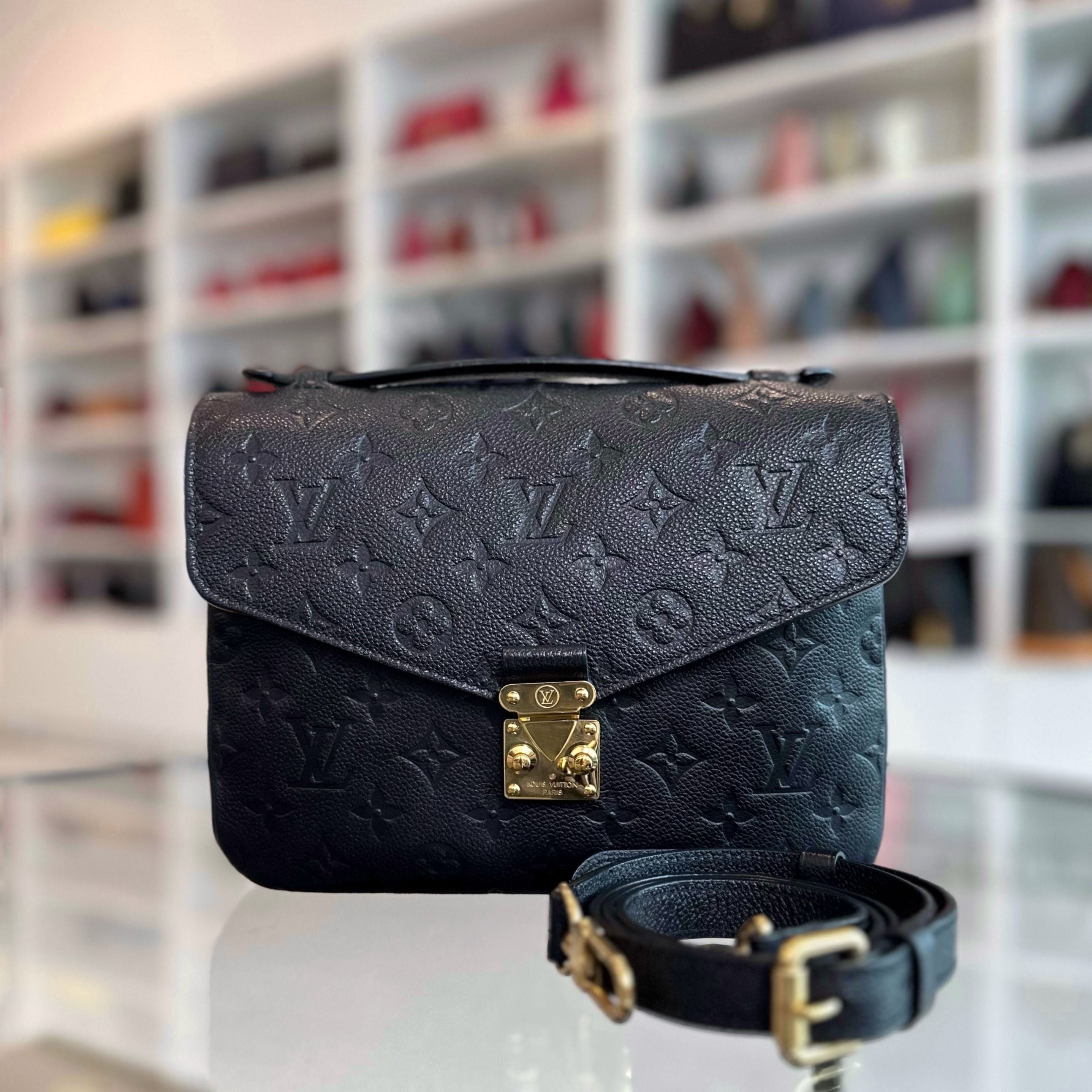 LV Pochette Metis MM Nior Monogram Empreinte Leather Black Louis Vuitton - Luxury Evermore