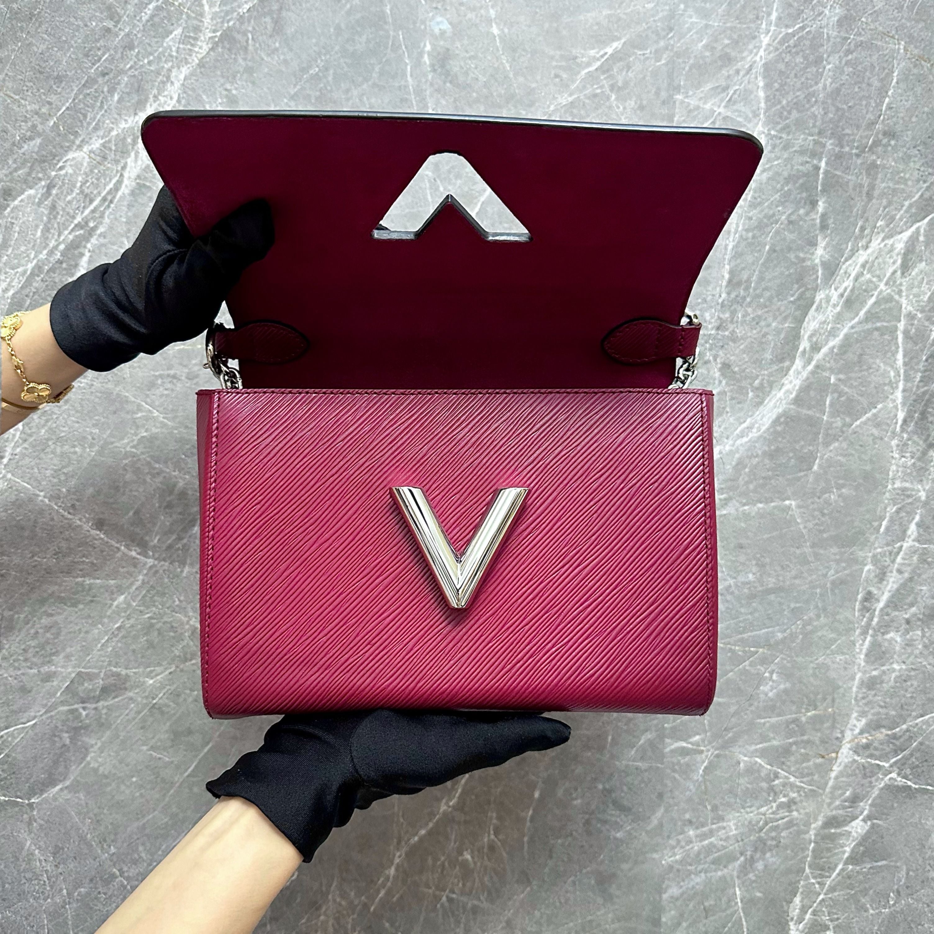 LV Twist MM EPI Leather Burgundy SHW - Luxury Evermore