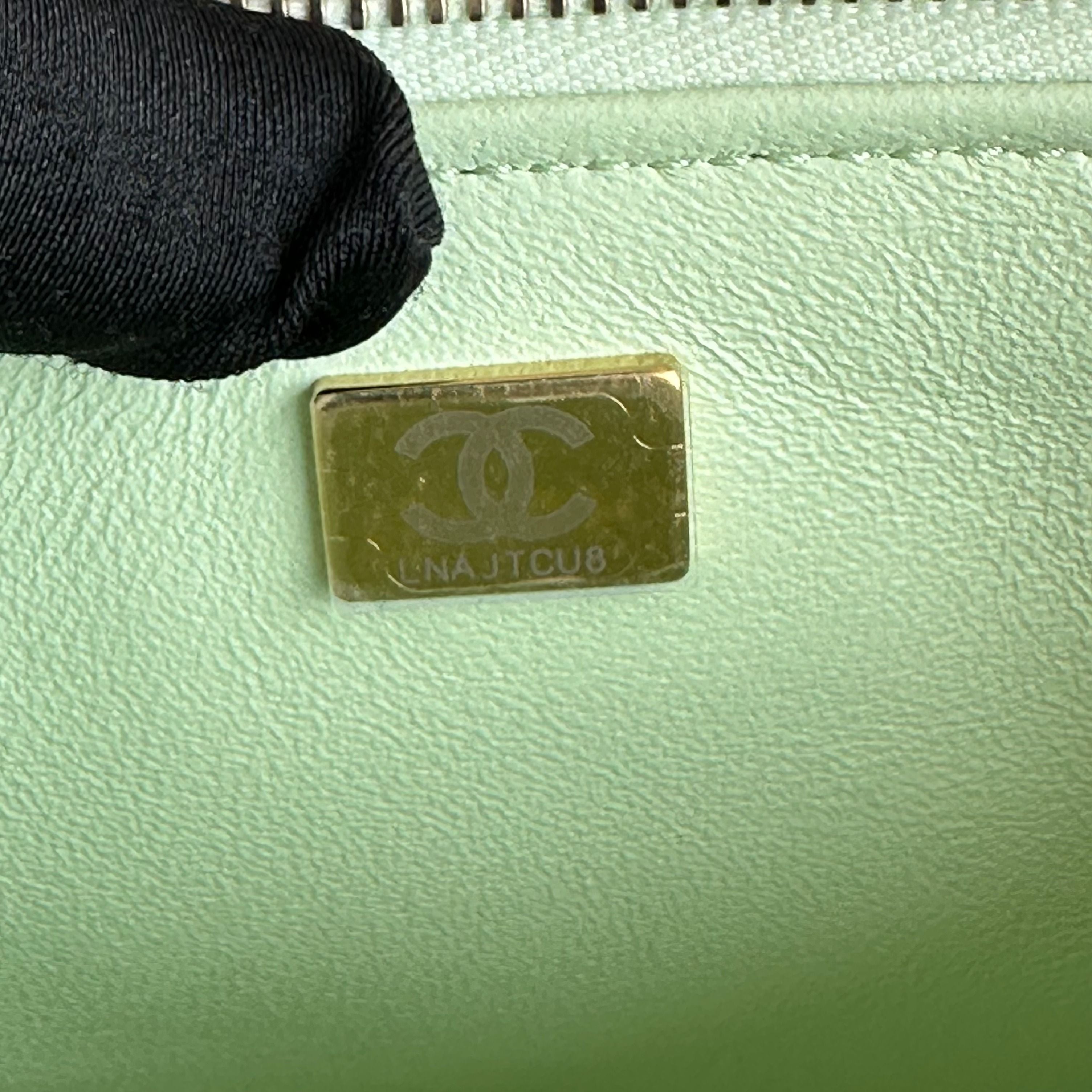 *Microchip, Brand New* Chanel Trendy CC Vanity Small Light Green Lambskin - Luxury Evermore