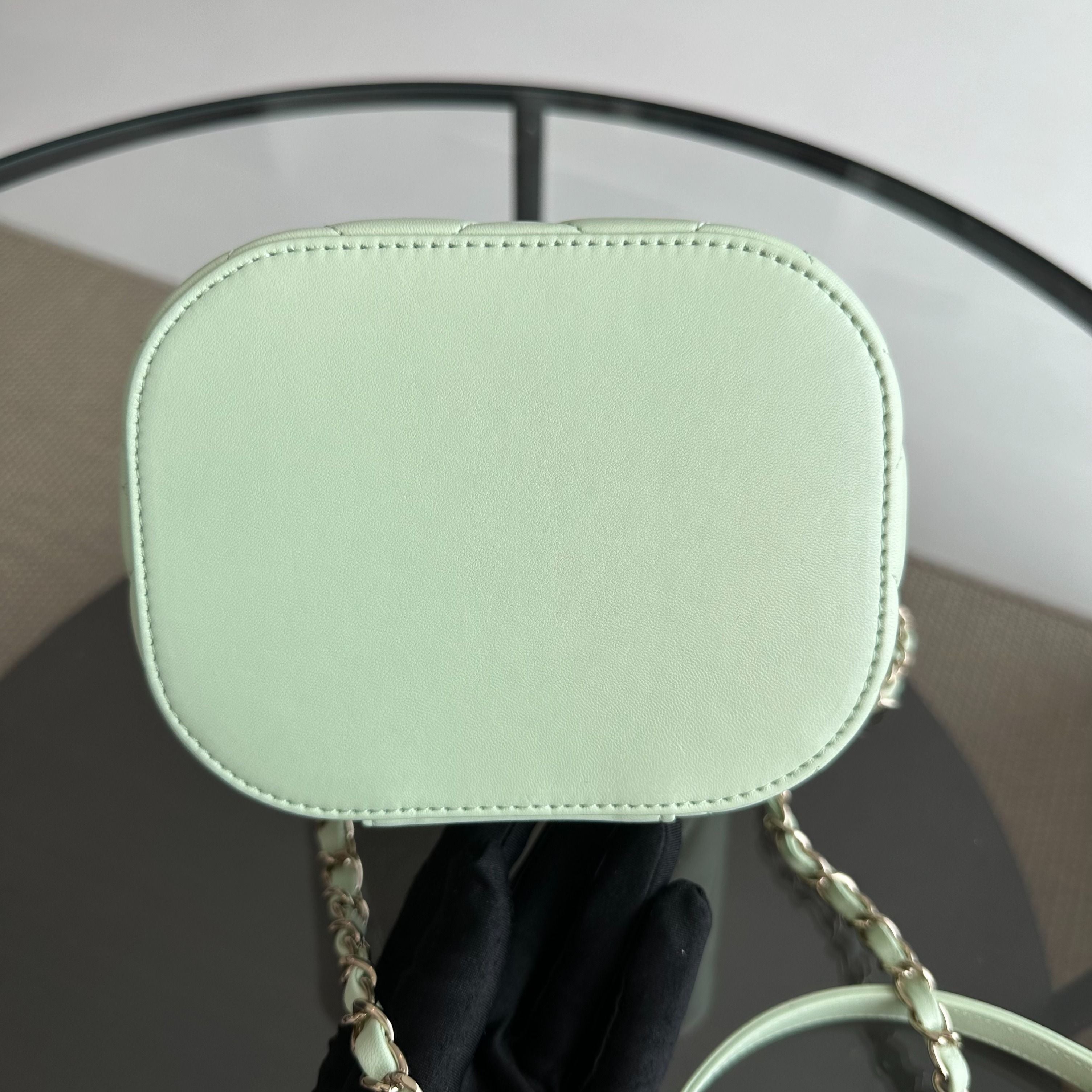 *Microchip, Brand New* Chanel Trendy CC Vanity Small Light Green Lambskin - Luxury Evermore