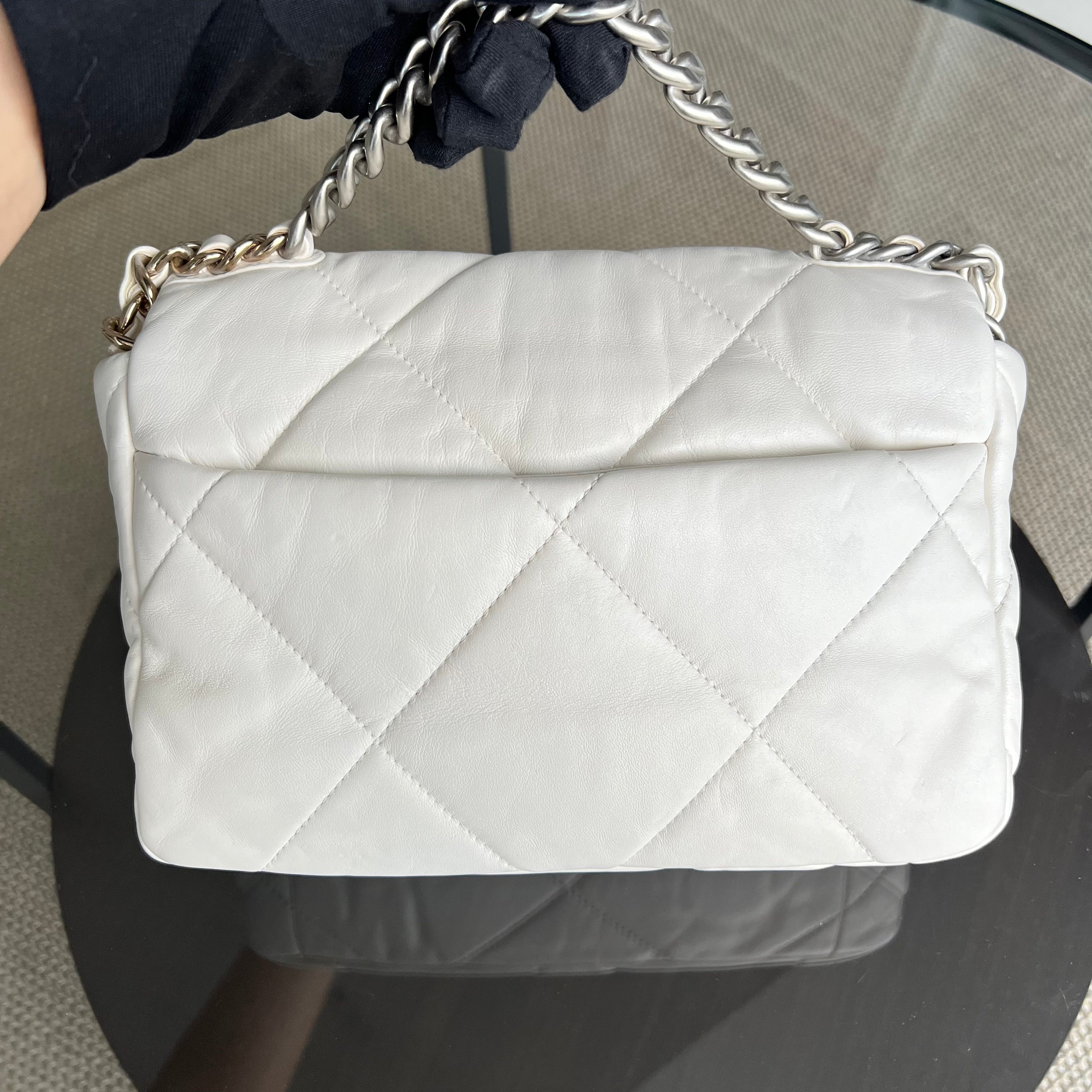 *Microchip* Chanel C19 Small 19 Bag Quilted Goatskin Two-Tone Hardware Microchipped - Luxury Evermore