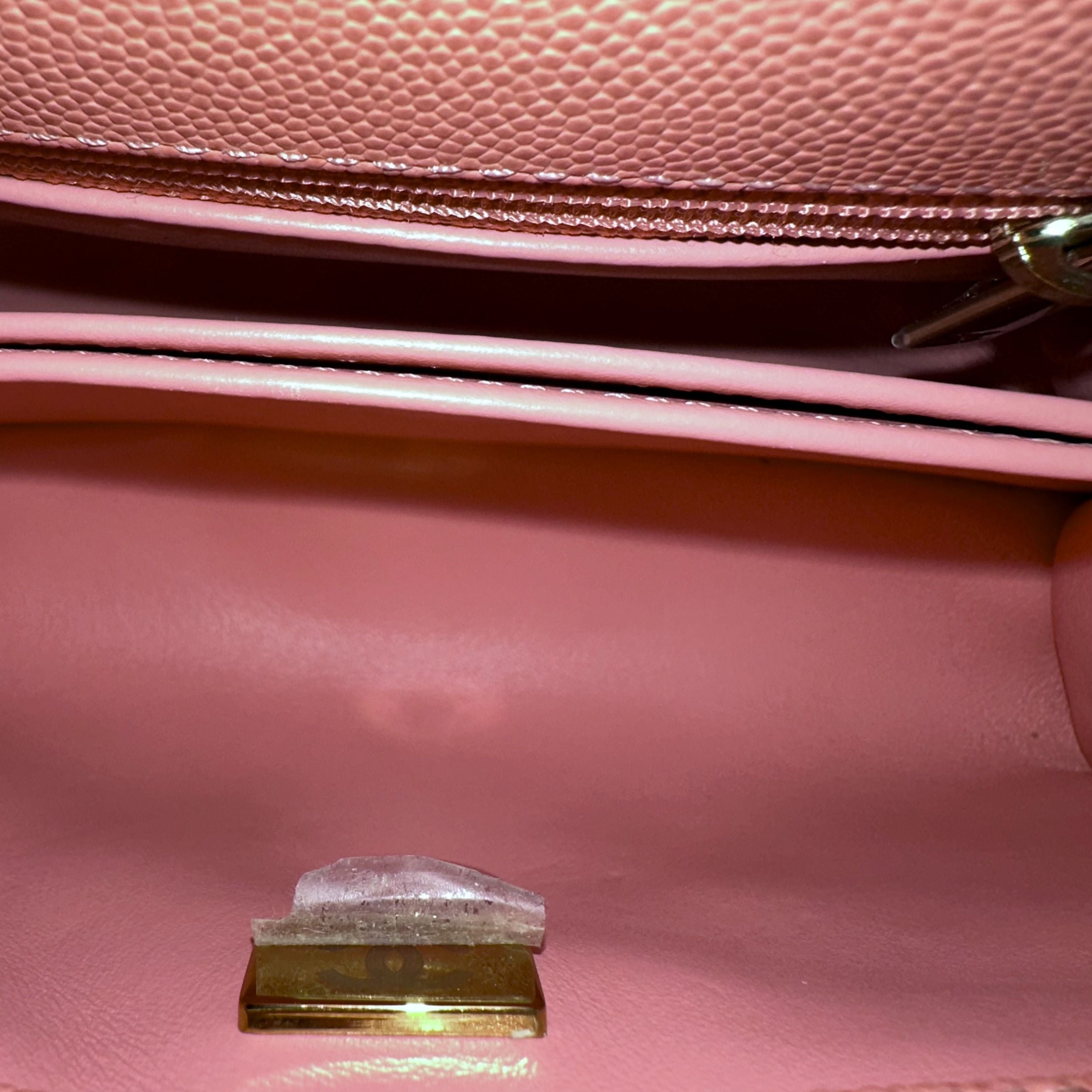 *Microchip, Full Set, Receipt* Chanel Mini Caviar Coco Handle Quilted Light Pink GHW - Luxury Evermore