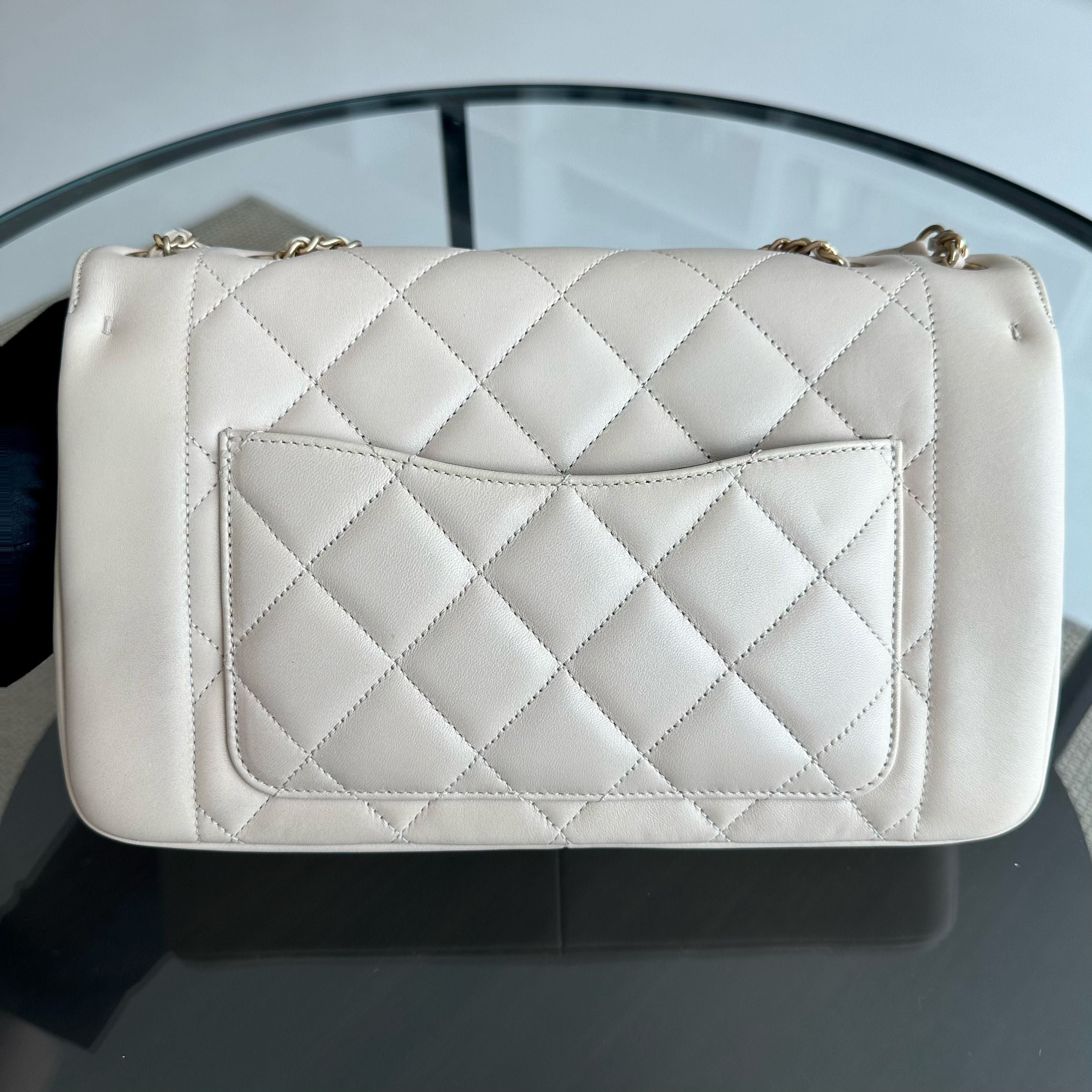 *Modern Reissue 2015* Chanel Diana Jumbo 28CM Quilted Lambskin Beige GHW No 20 - Luxury Evermore