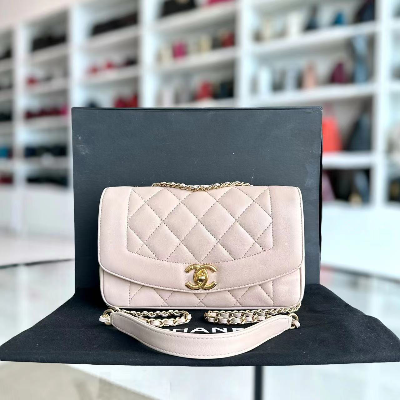 *Modern Reissue 2015* Chanel Diana Small 22CM Quilted Lambskin Light Pink Golden Hardware Series 20 - Luxury Evermore