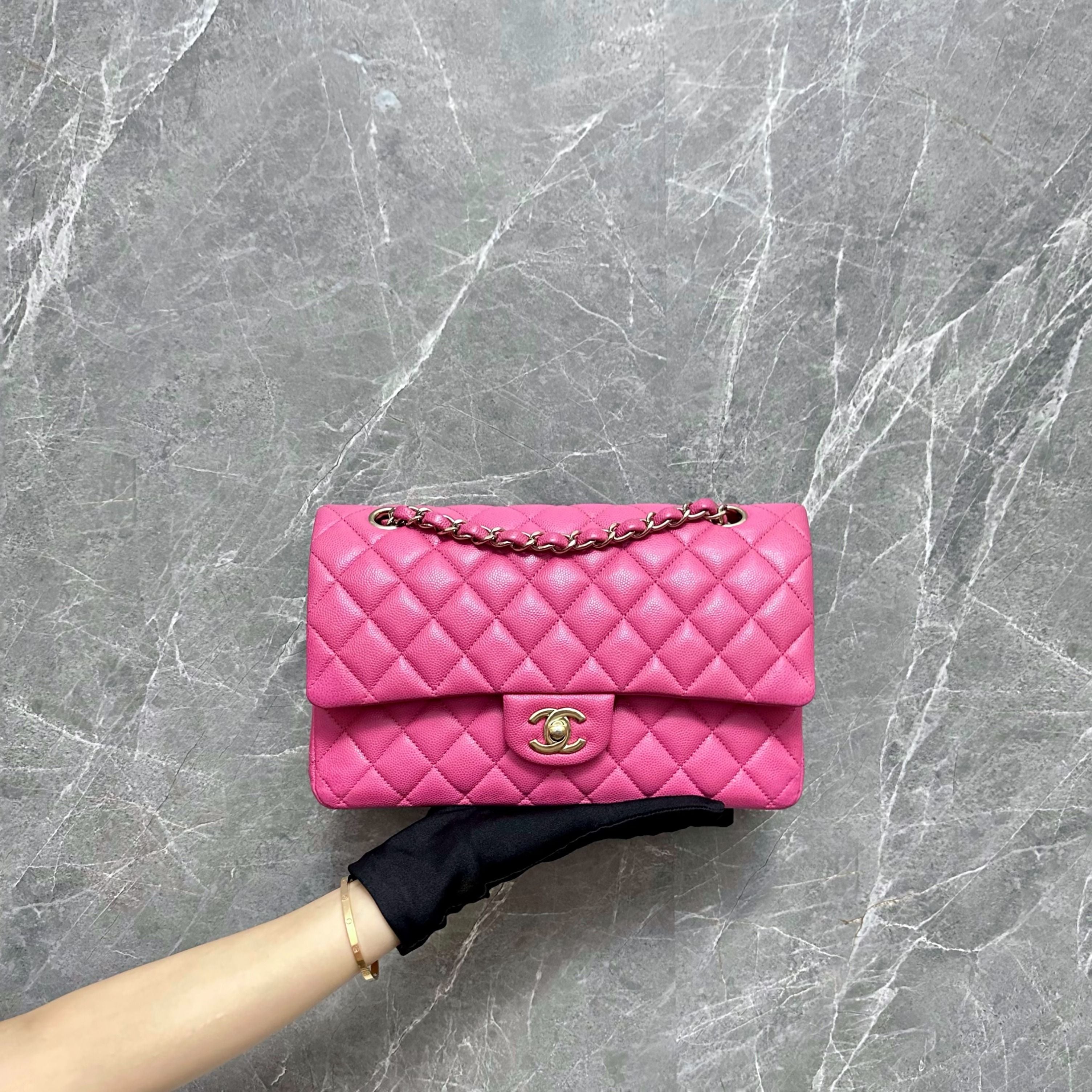 *No 29* Chanel Caviar Medium Classic Flap Double Flap Barbie Pink GHW No 29 - Luxury Evermore