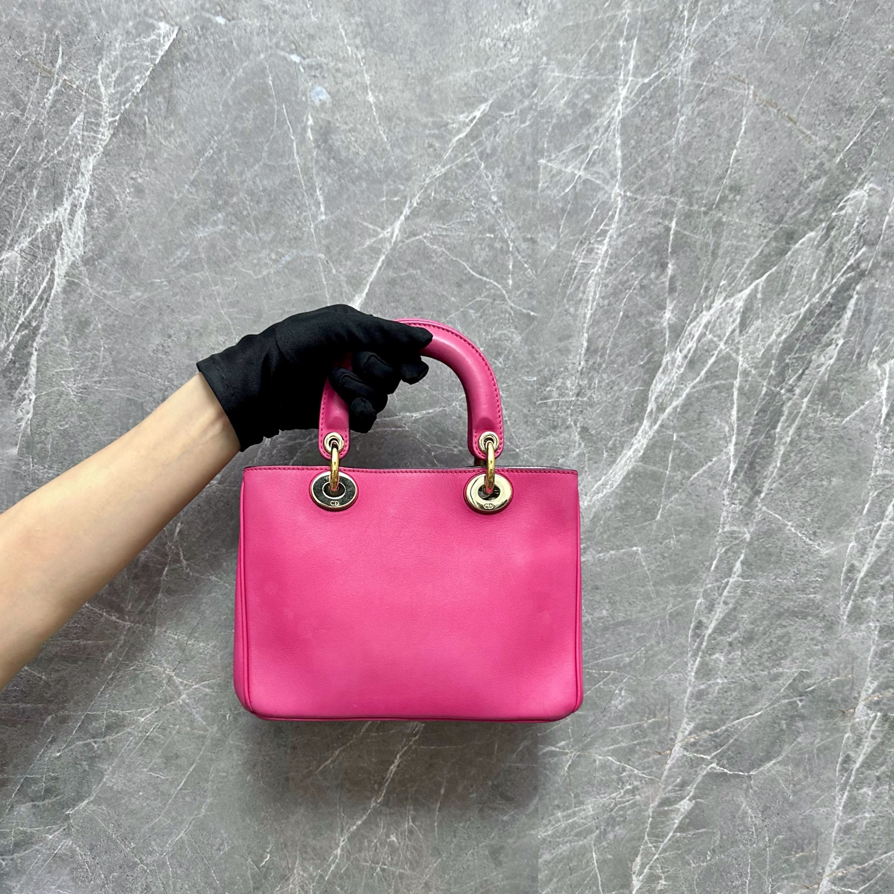 *No strap* Dior Diorissimo Mini Tote Smooth Calfskin Hot Pink - Luxury Evermore