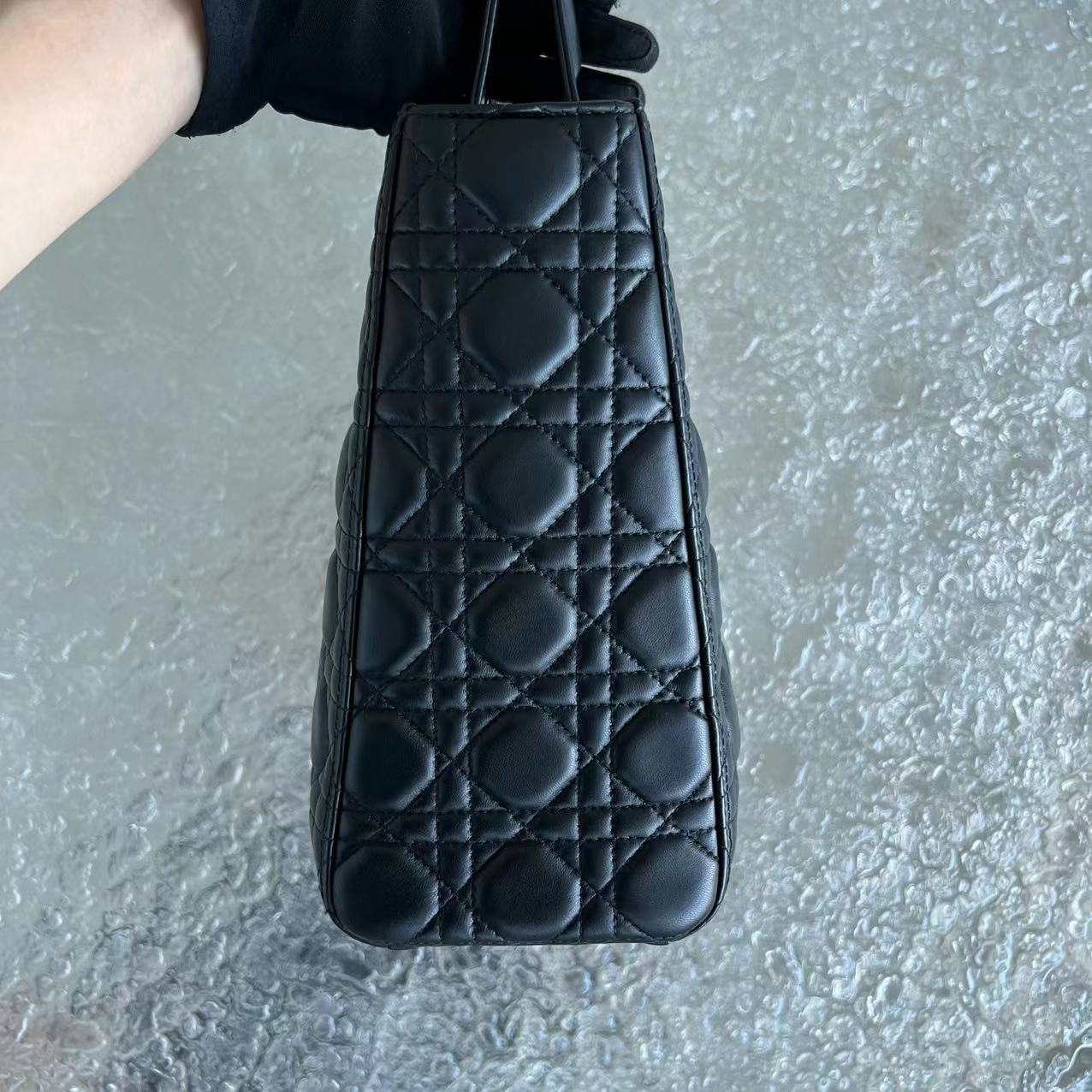 *No Strap* Dior Lady Large Cannage Lambskin Black SHW - Luxury Evermore