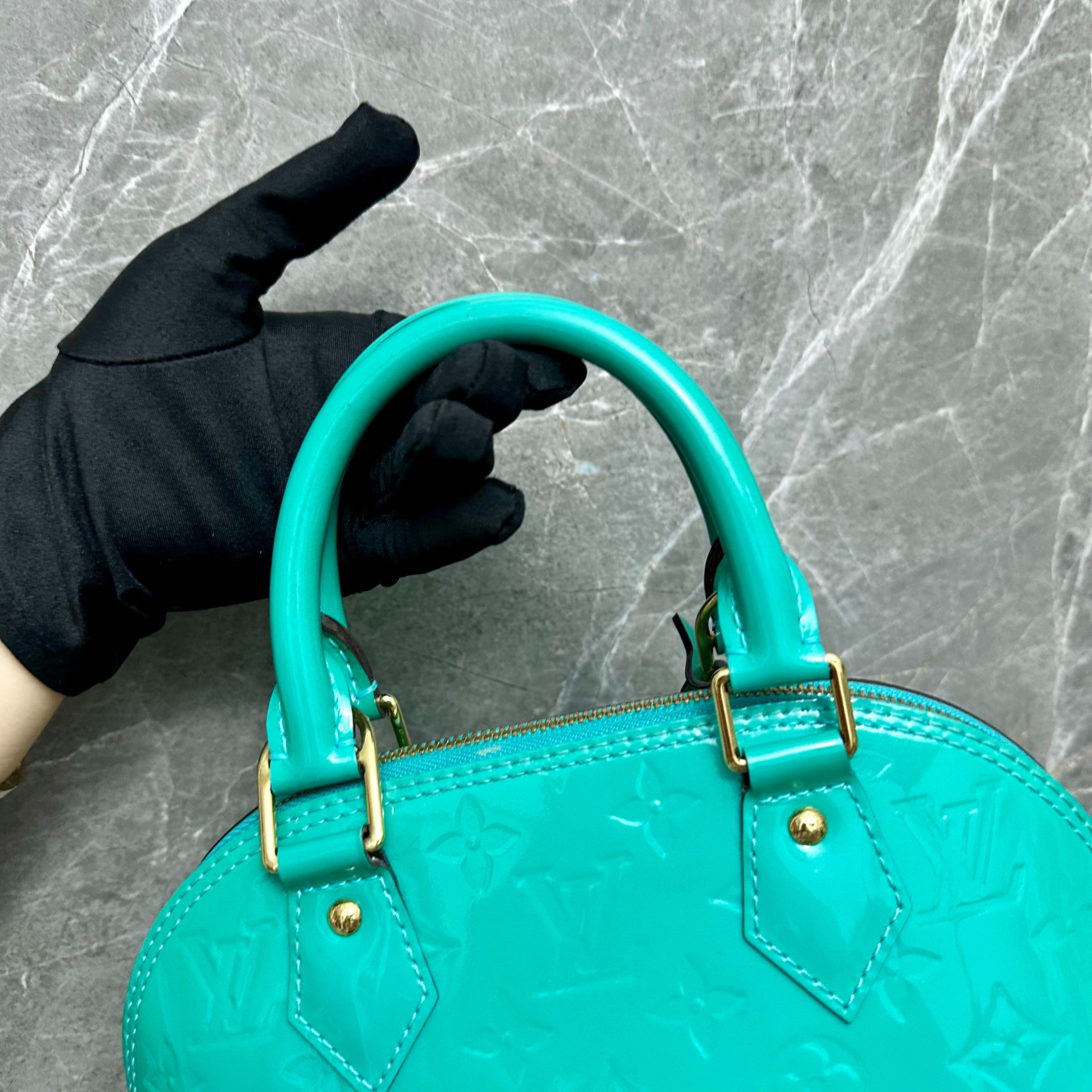 *No Strap* LV Alma BB Vernius Patent Leather Green GHW - Luxury Evermore