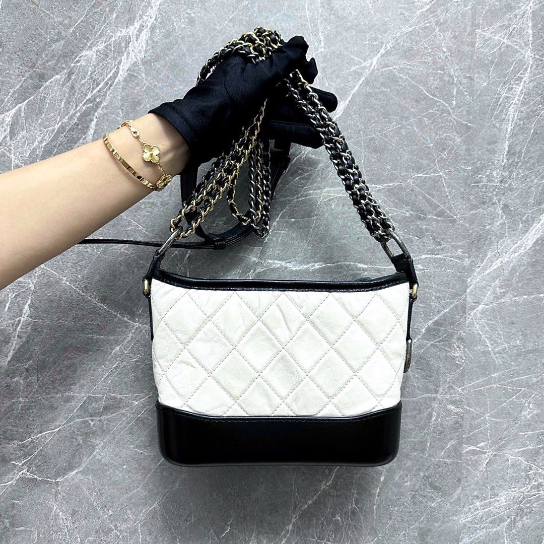 *No 28* Chanel Gabrielle Small Hobo Quilted Agend Calfskin White No 28