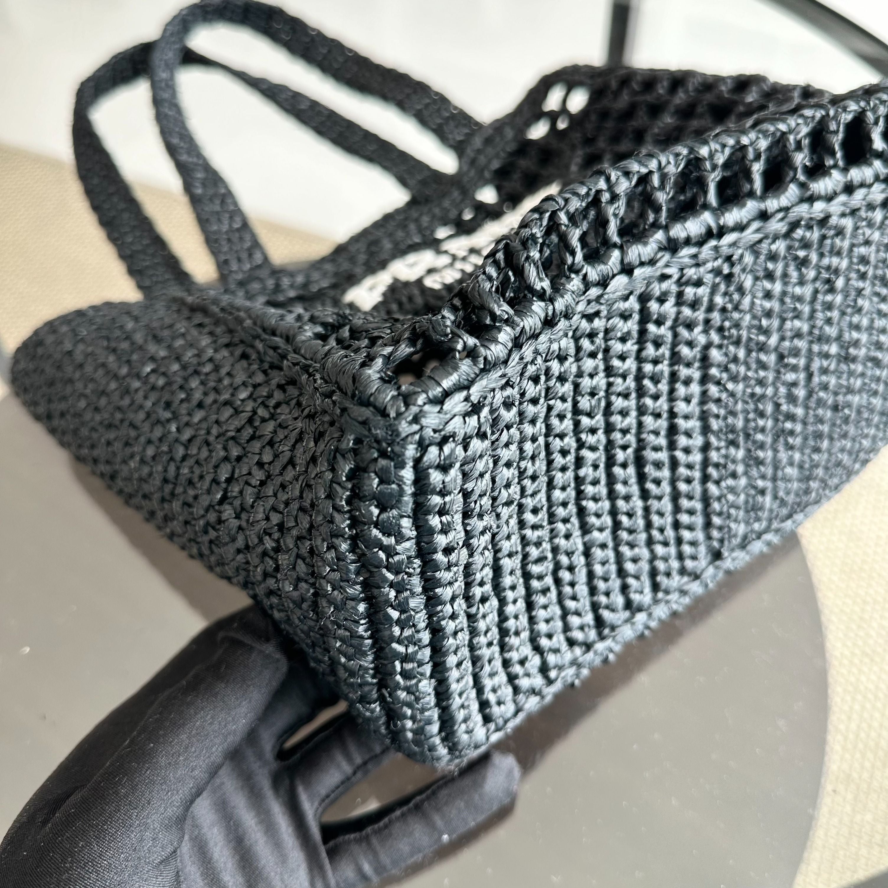 Prada Crochet Unisex Logo Tote Bag - Luxury Evermore