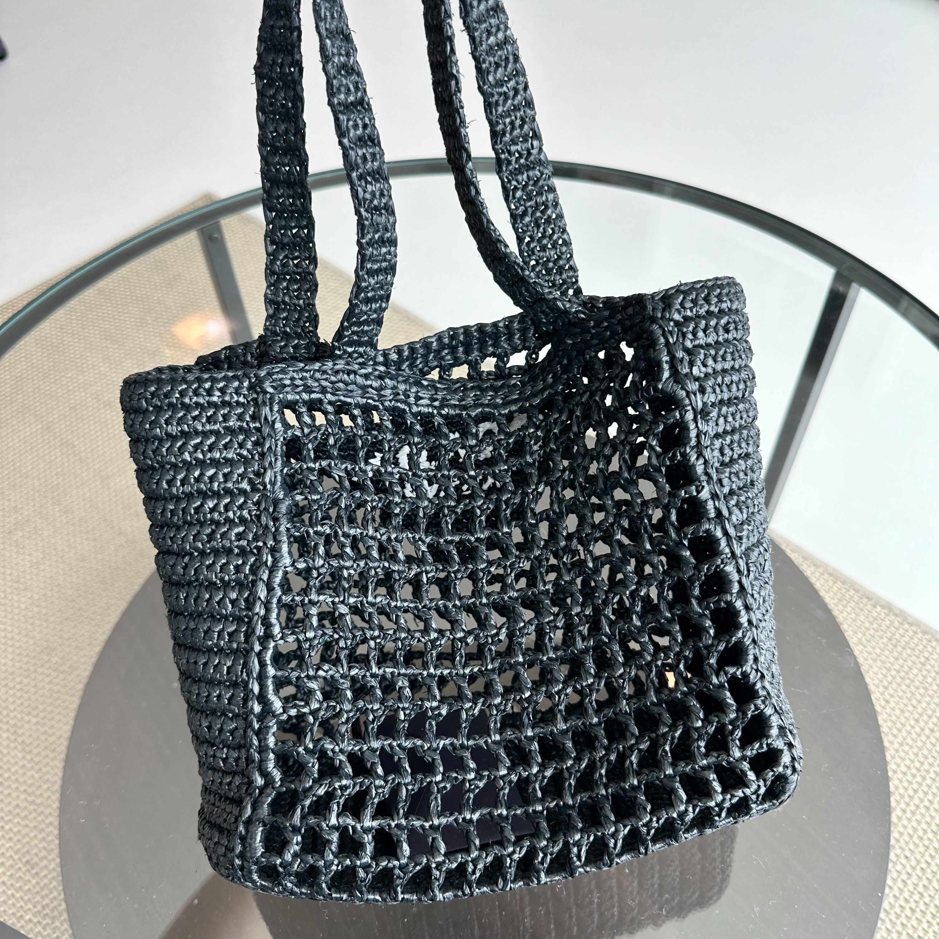 Prada Crochet Unisex Logo Tote Bag - Luxury Evermore