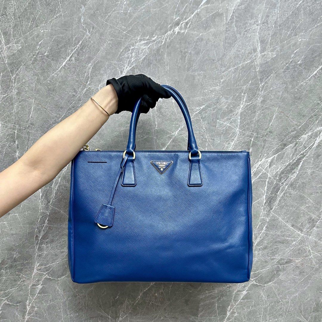 Prada Saffiano Large Blue GHW - Luxury Evermore