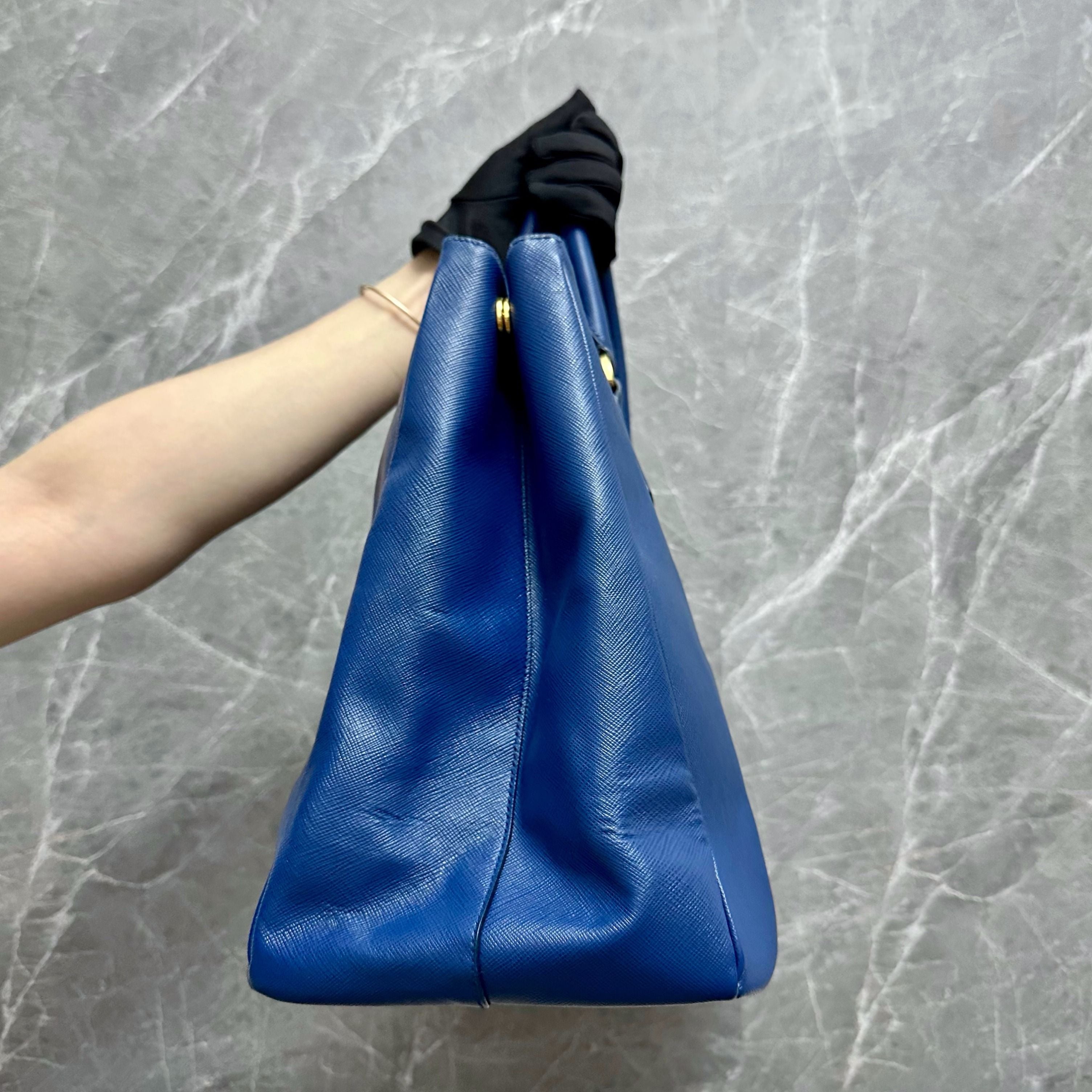 Prada Saffiano Large Blue GHW - Luxury Evermore