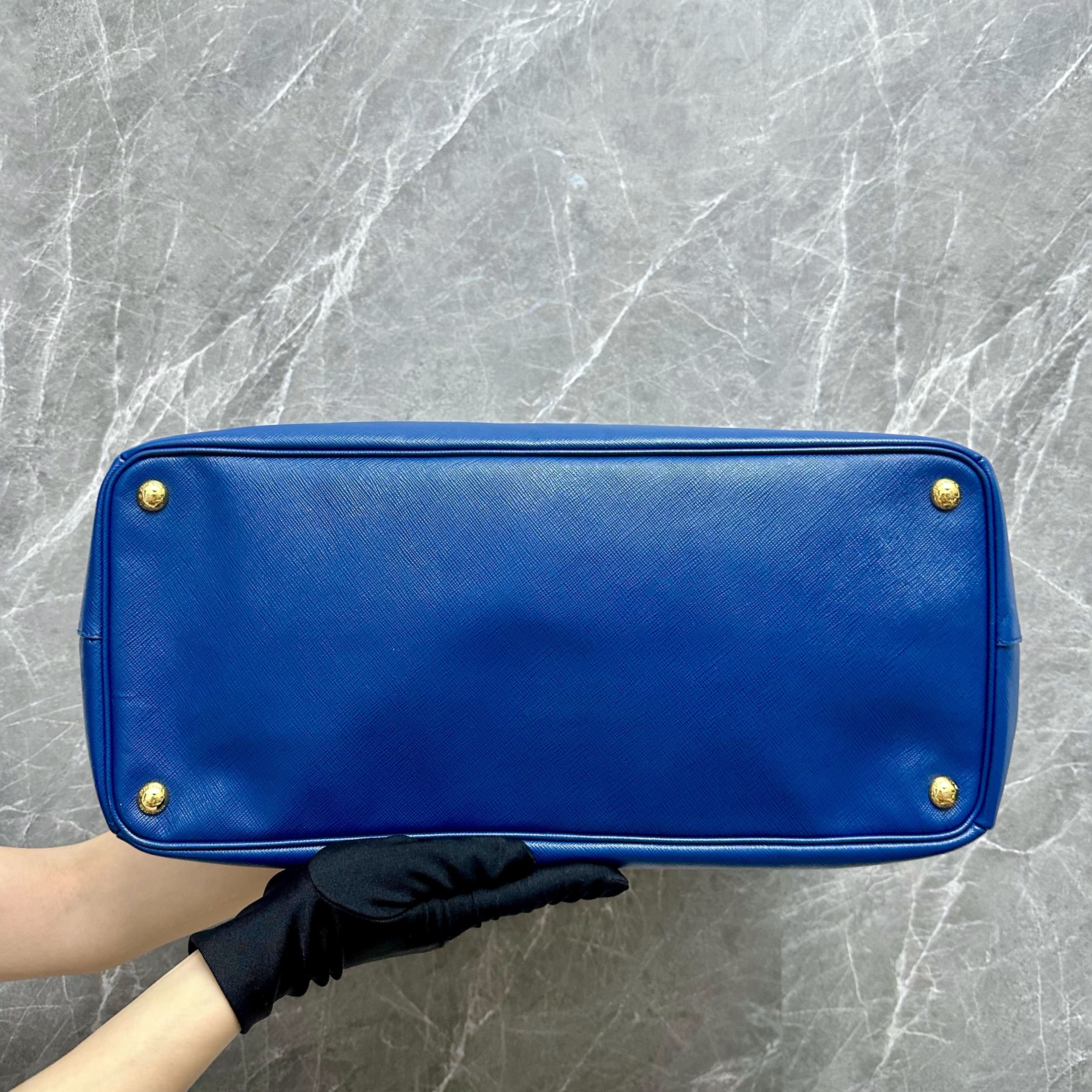 Prada Saffiano Large Blue GHW - Luxury Evermore