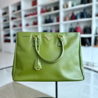 Prada Saffiano Medium Green GHW - Luxury Evermore