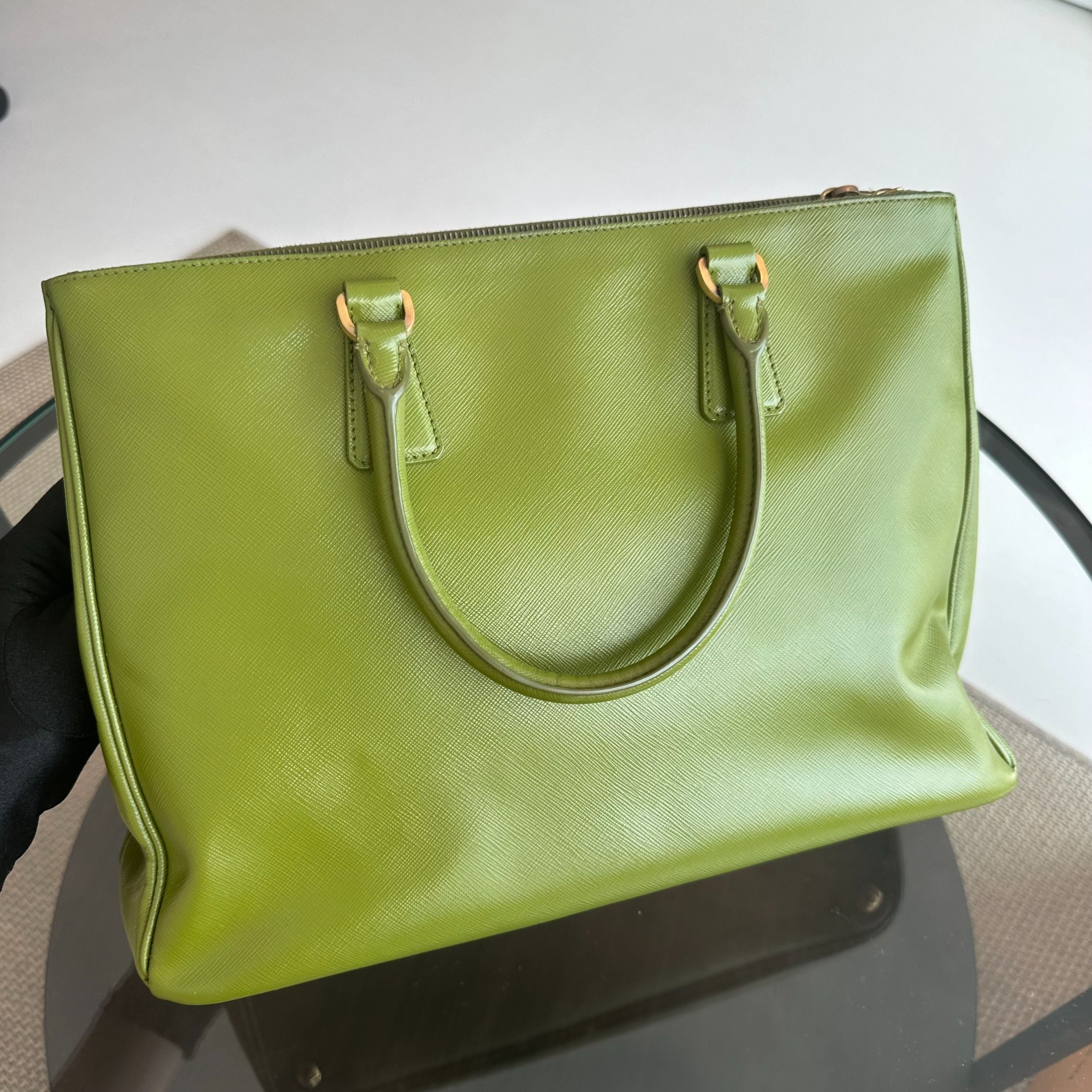 Prada Saffiano Medium Green GHW - Luxury Evermore