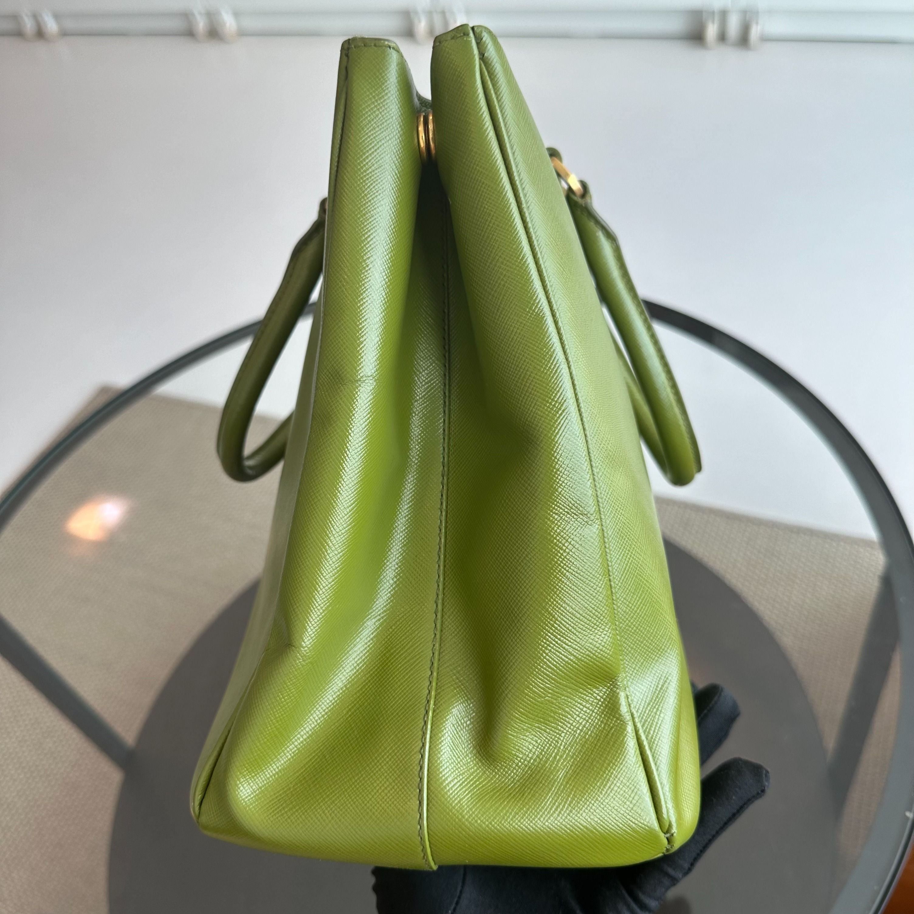 Prada Saffiano Medium Green GHW - Luxury Evermore