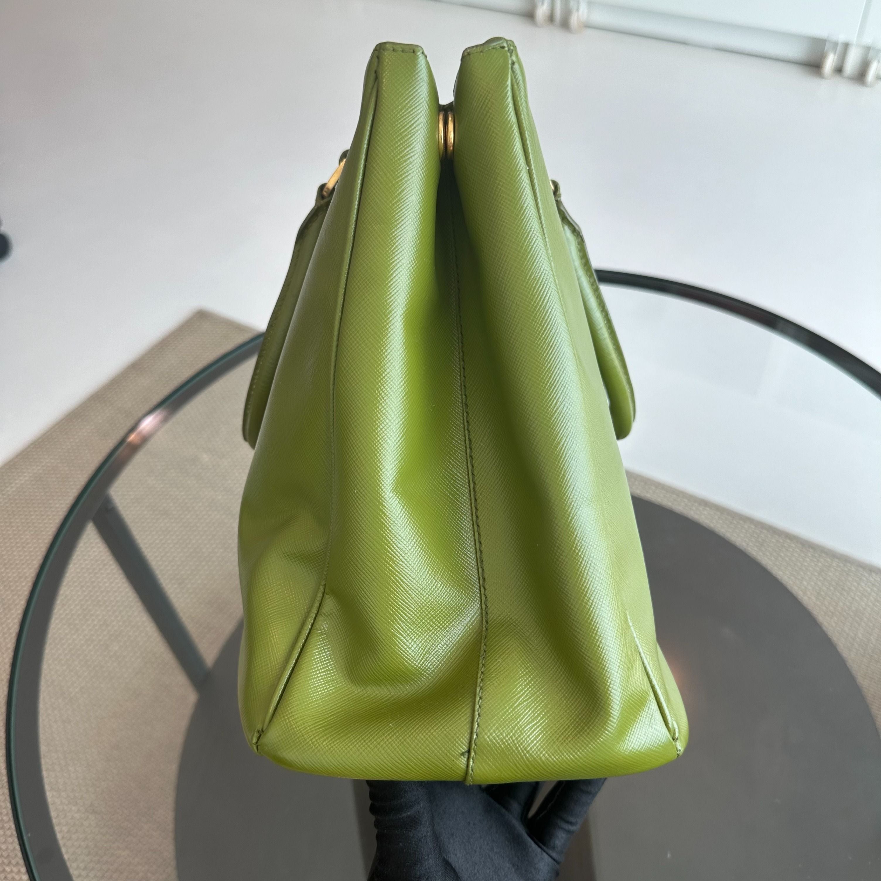 Prada Saffiano Medium Green GHW - Luxury Evermore