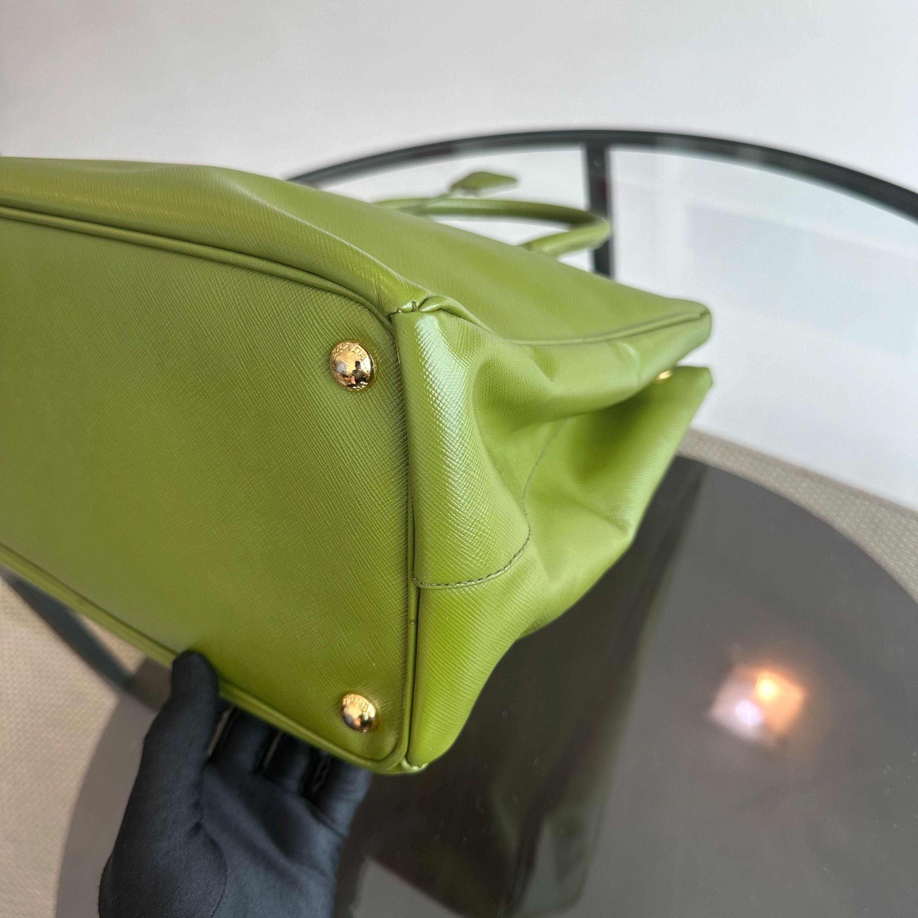 Prada Saffiano Medium Green GHW - Luxury Evermore