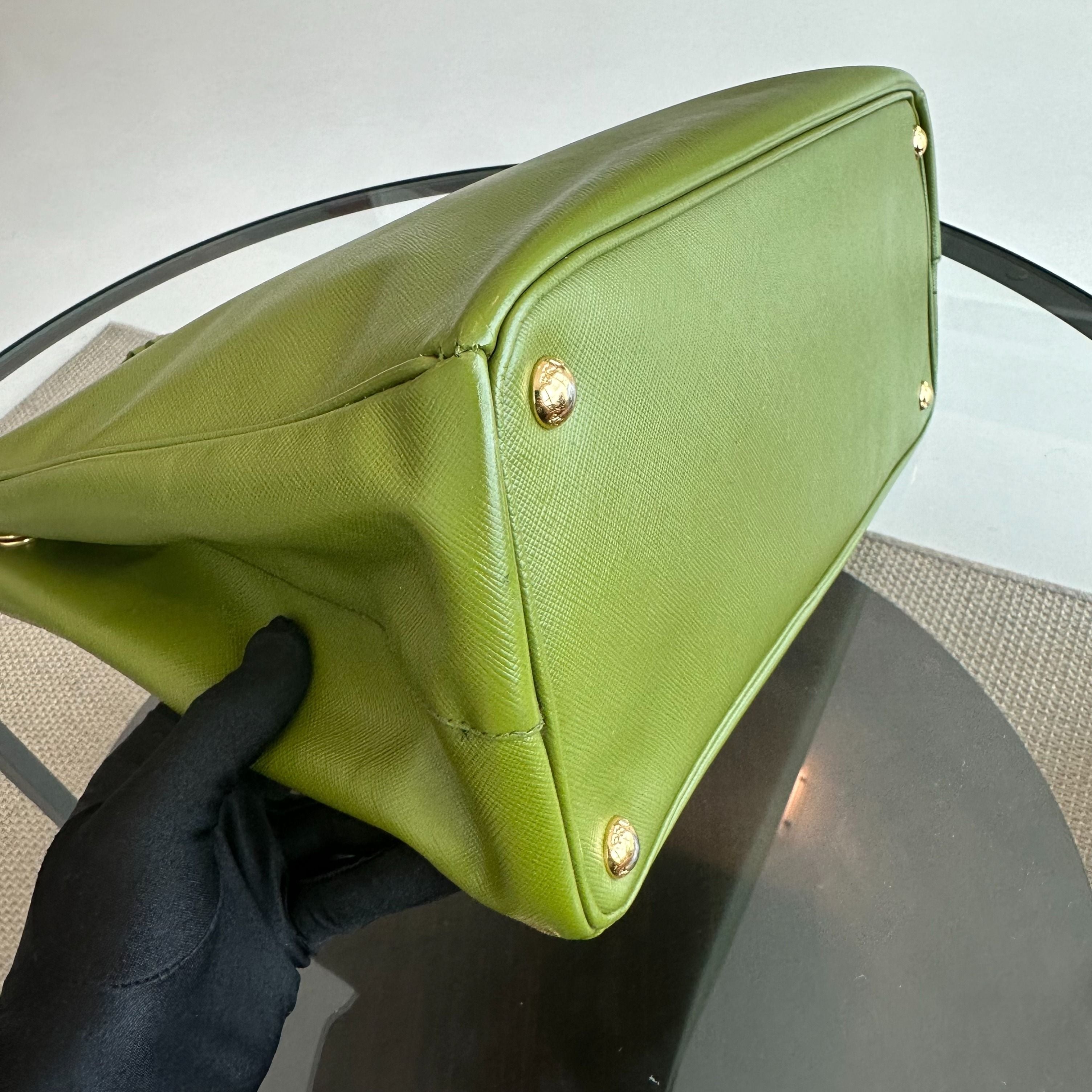 Prada Saffiano Medium Green GHW - Luxury Evermore