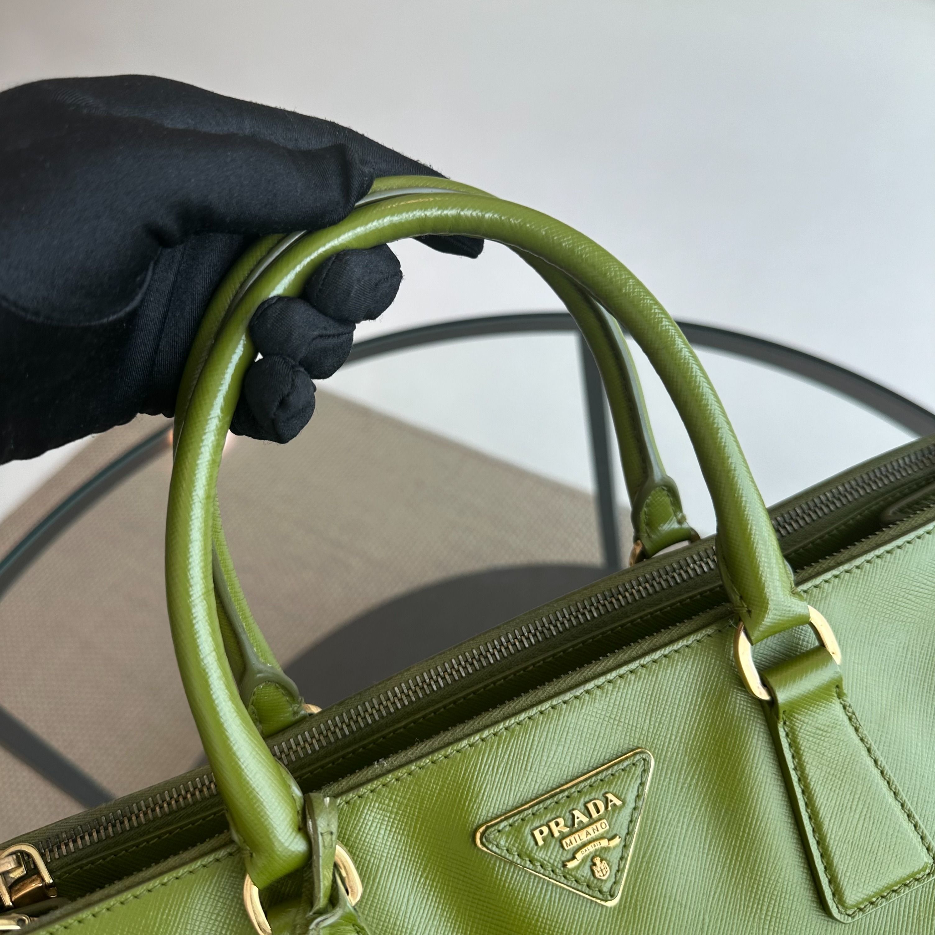 Prada Saffiano Medium Green GHW - Luxury Evermore