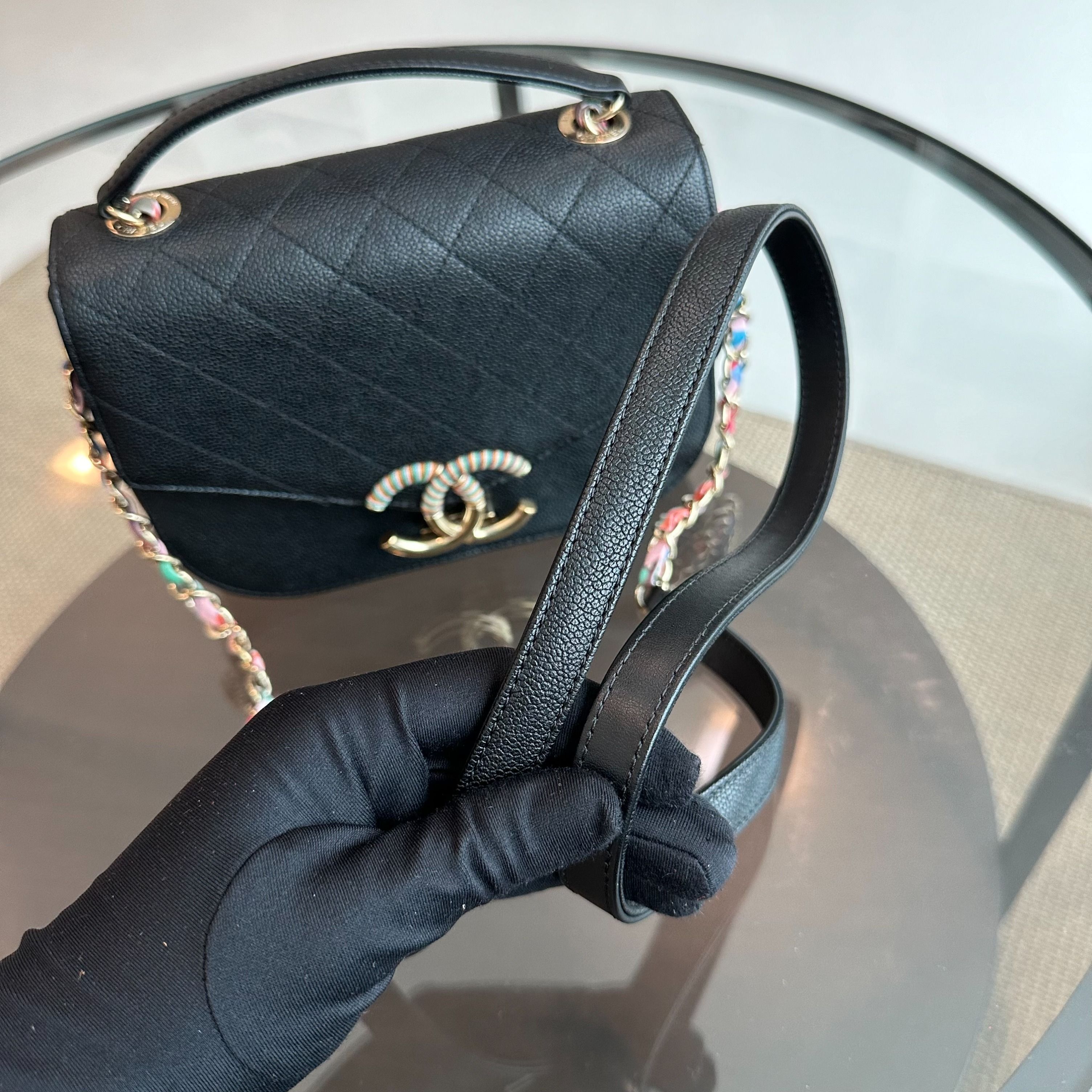 *Rare, Like New* Chanel Cuba Coco Caviar Quilted Cross Body Black GHW No 23 - Luxury Evermore