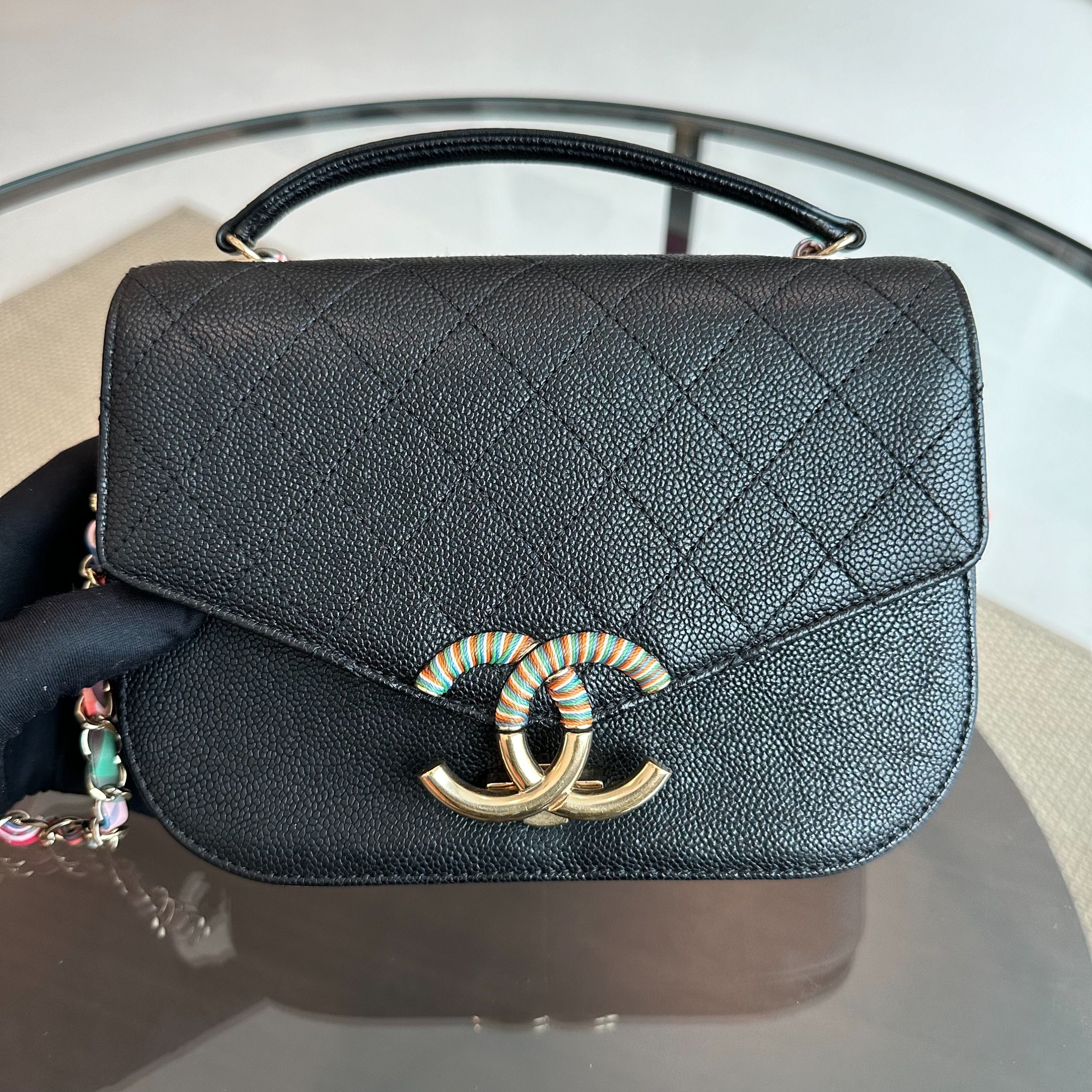 *Rare, Like New* Chanel Cuba Coco Caviar Quilted Cross Body Black GHW No 23 - Luxury Evermore