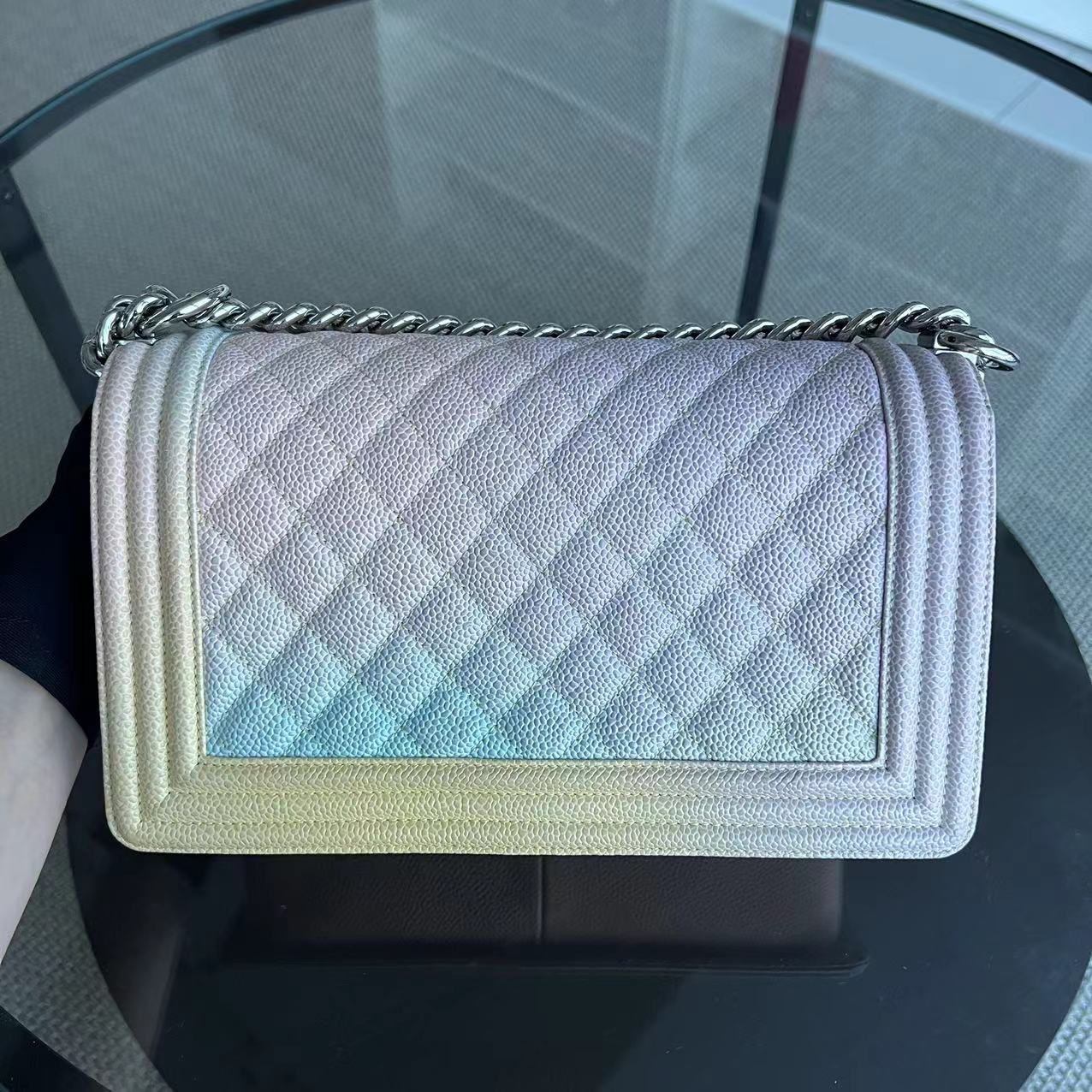 *Rare, Unused* Chanel Caviar Boy Old Medium 25CM Quilted Grained Calfskin Rainbow Multicolor Series 25 - Luxury Evermore