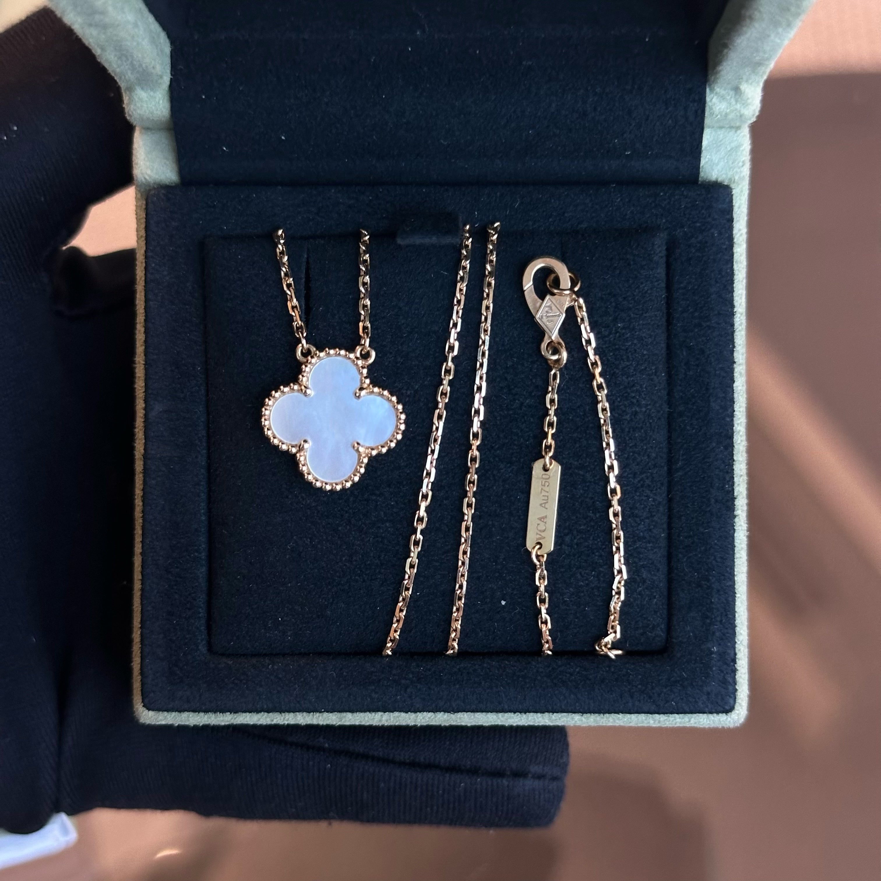 *Receipt, Cert* Van Cleef & Arpels VCA Vintage Alhambra Mother Of Pearl 18K Gold Pendant Necklace - Luxury Evermore