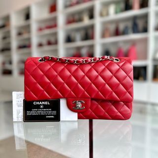 *Receipt* Chanel Medium Classic Flap Lambskin Red SHW No 18 - Luxury Evermore