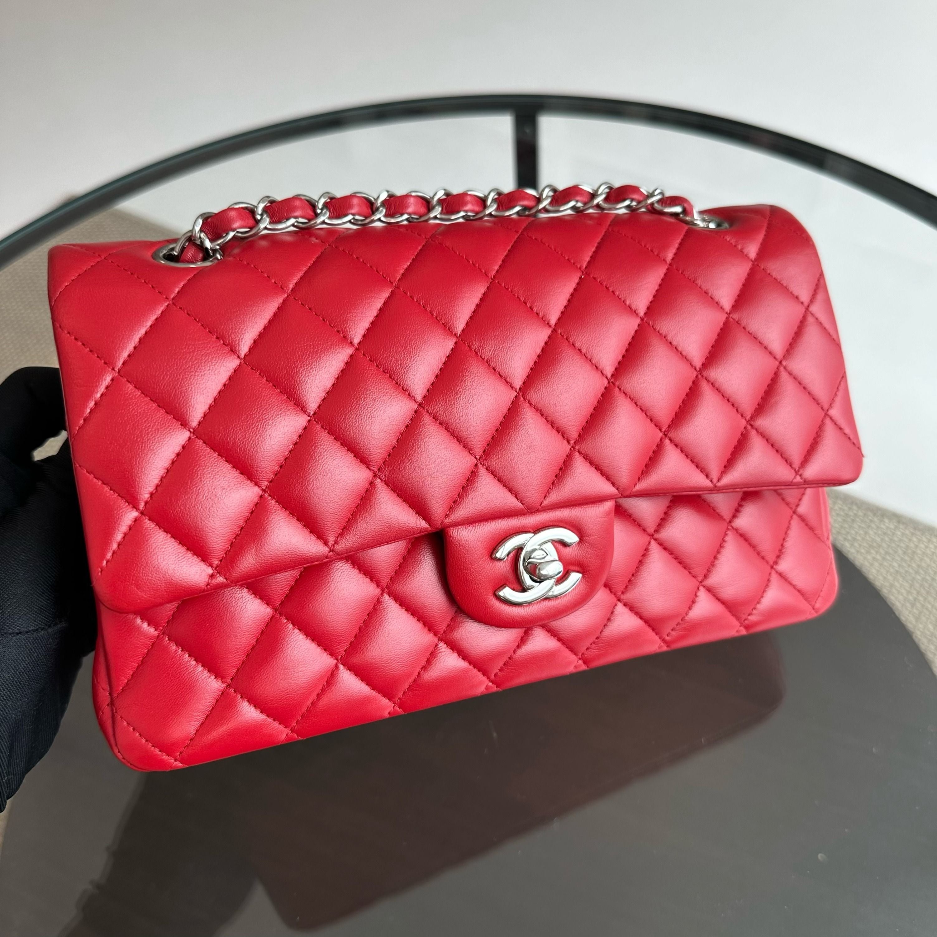 *Receipt* Chanel Medium Classic Flap Lambskin Red SHW No 18 - Luxury Evermore