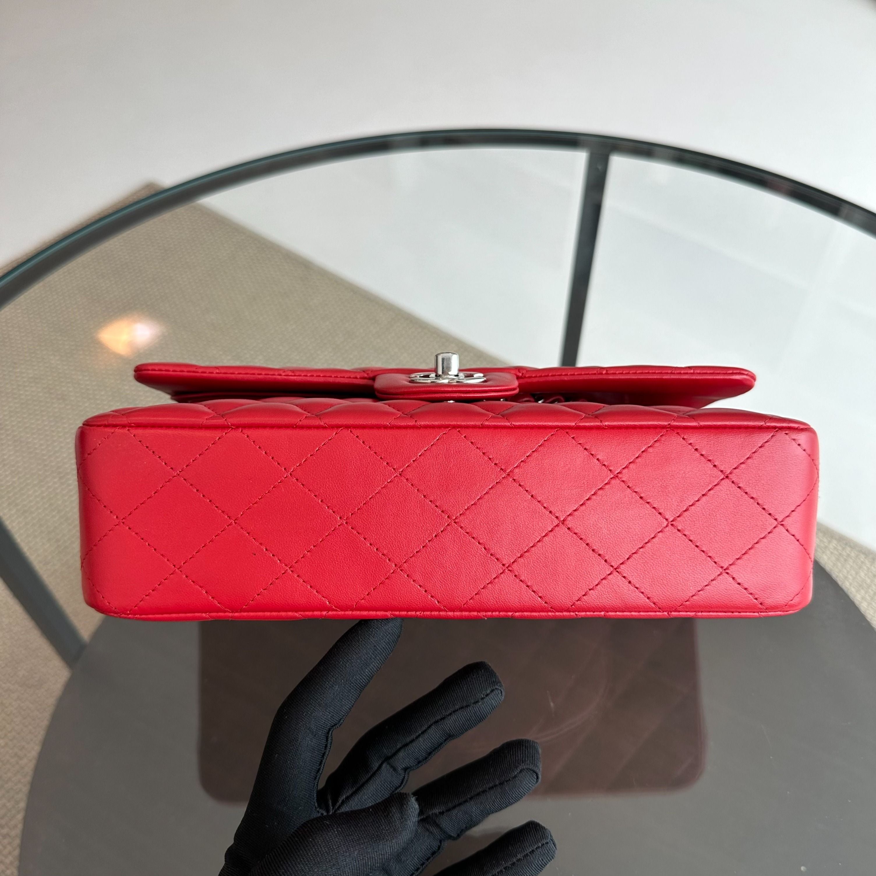 *Receipt* Chanel Medium Classic Flap Lambskin Red SHW No 18 - Luxury Evermore