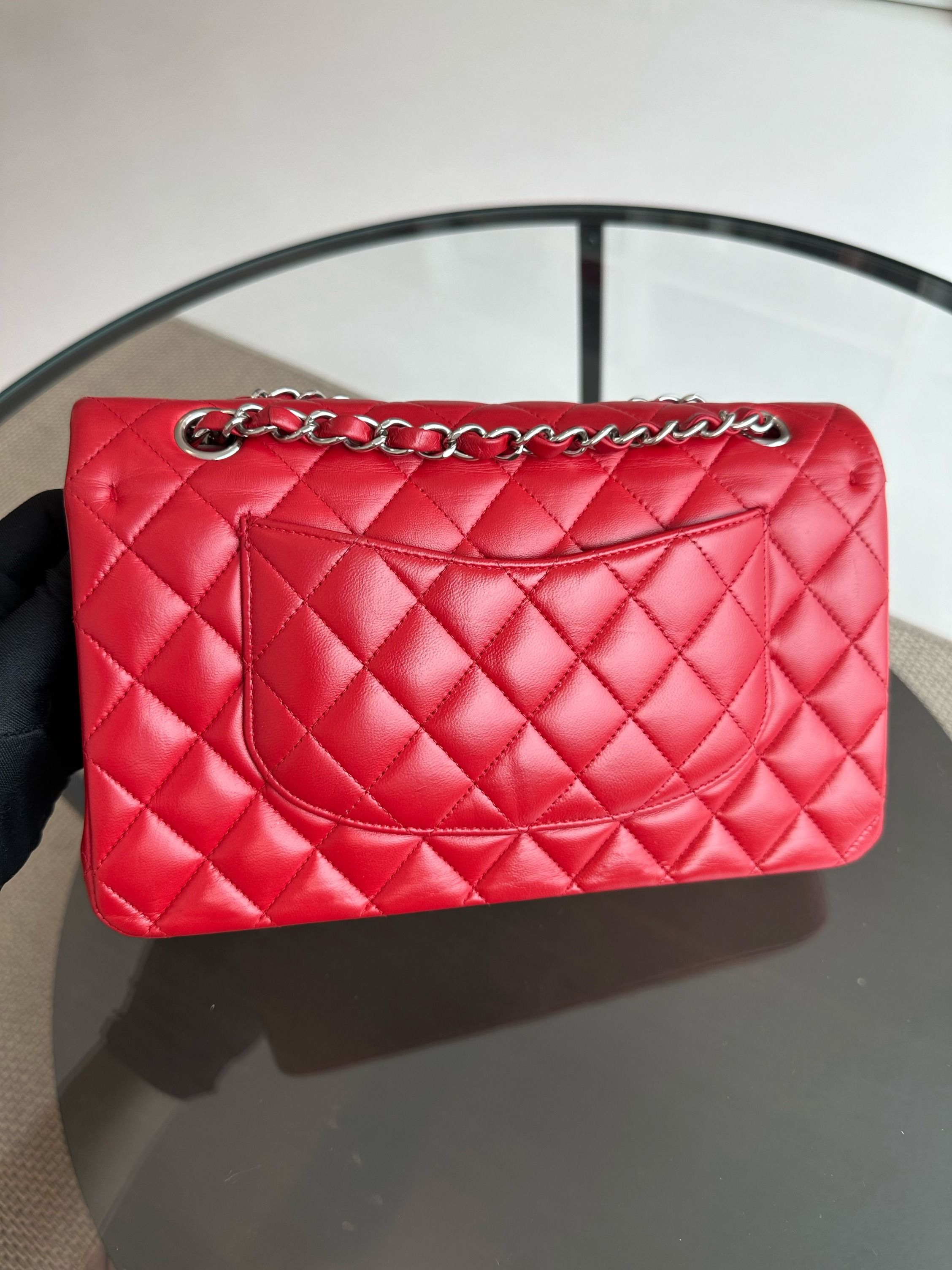 *Receipt* Chanel Medium Classic Flap Lambskin Red SHW No 18 - Luxury Evermore