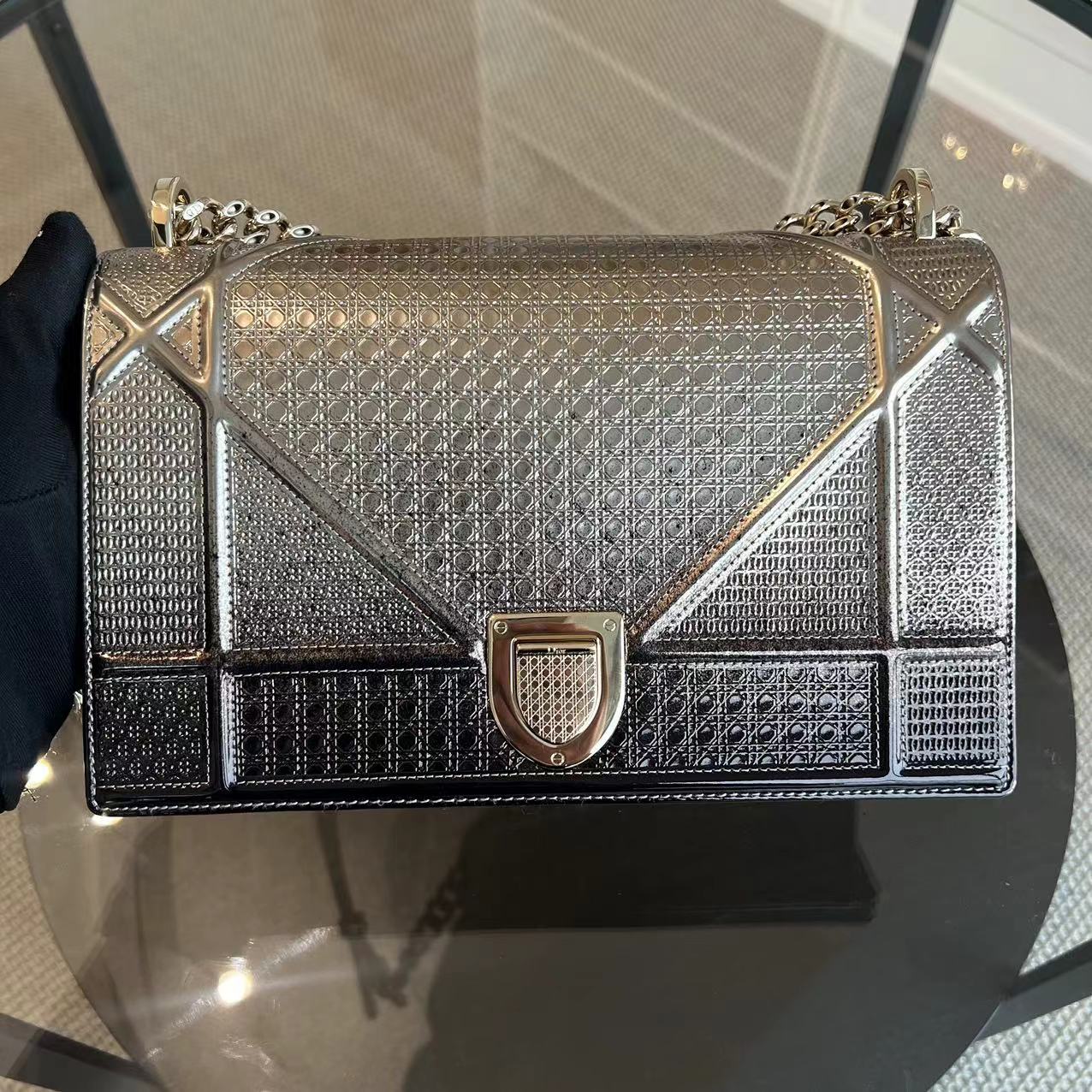 *Receipt* Dior Diorama Medium Micro-cannage Silver Two-tone Light Golden Hardware - Luxury Evermore