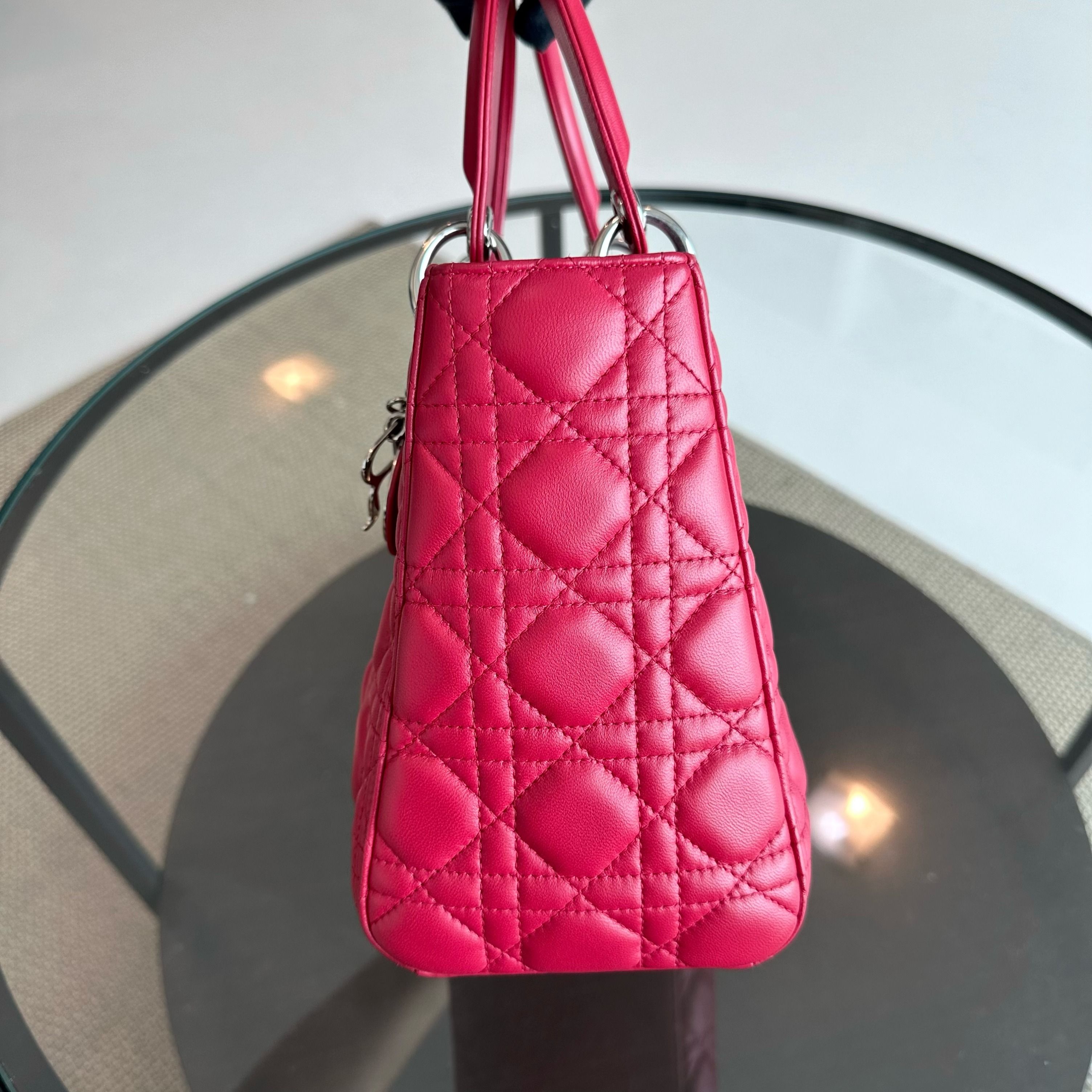 *Receipt* Dior Lady Medium Cannage Lambskin Red SHW - Luxury Evermore