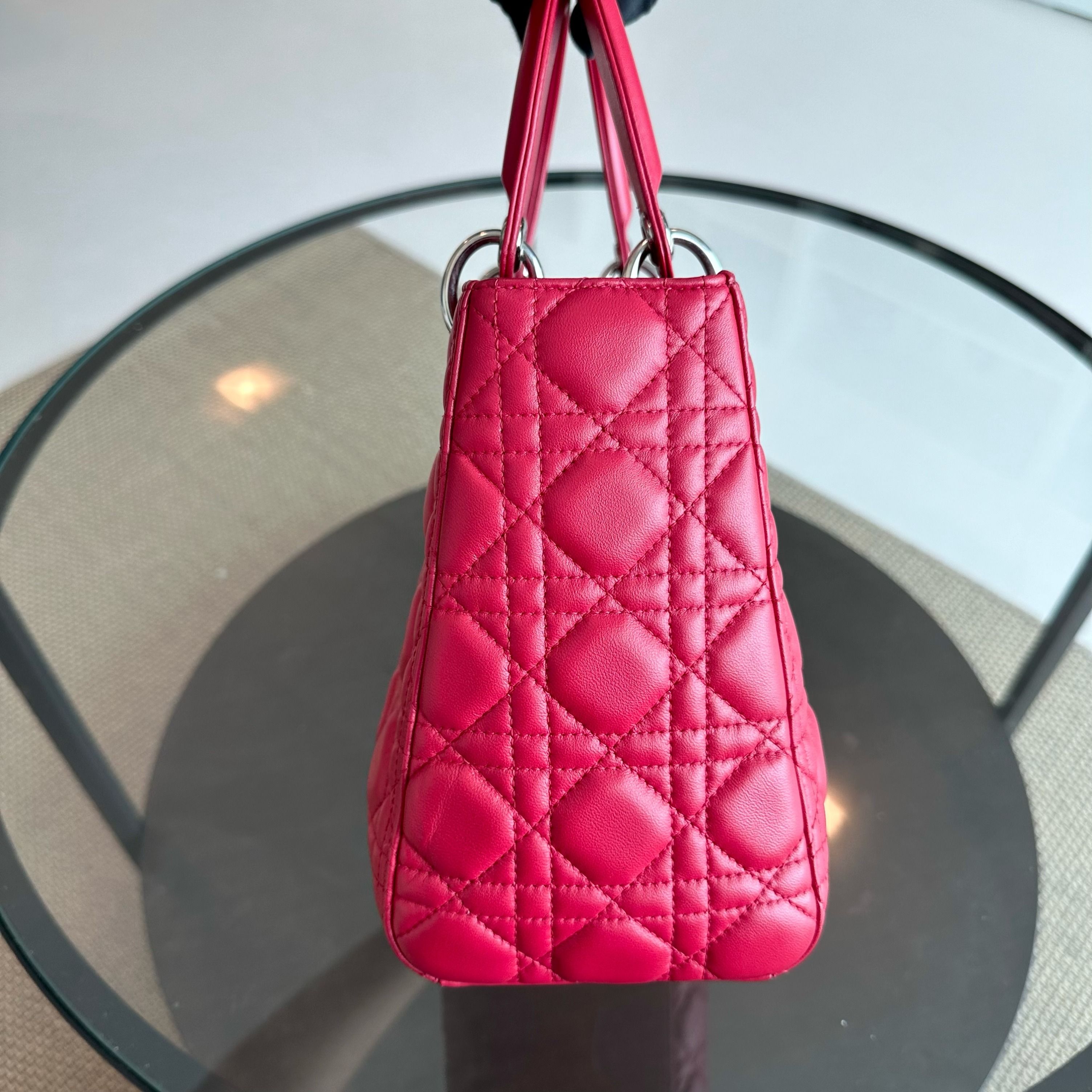 *Receipt* Dior Lady Medium Cannage Lambskin Red SHW - Luxury Evermore