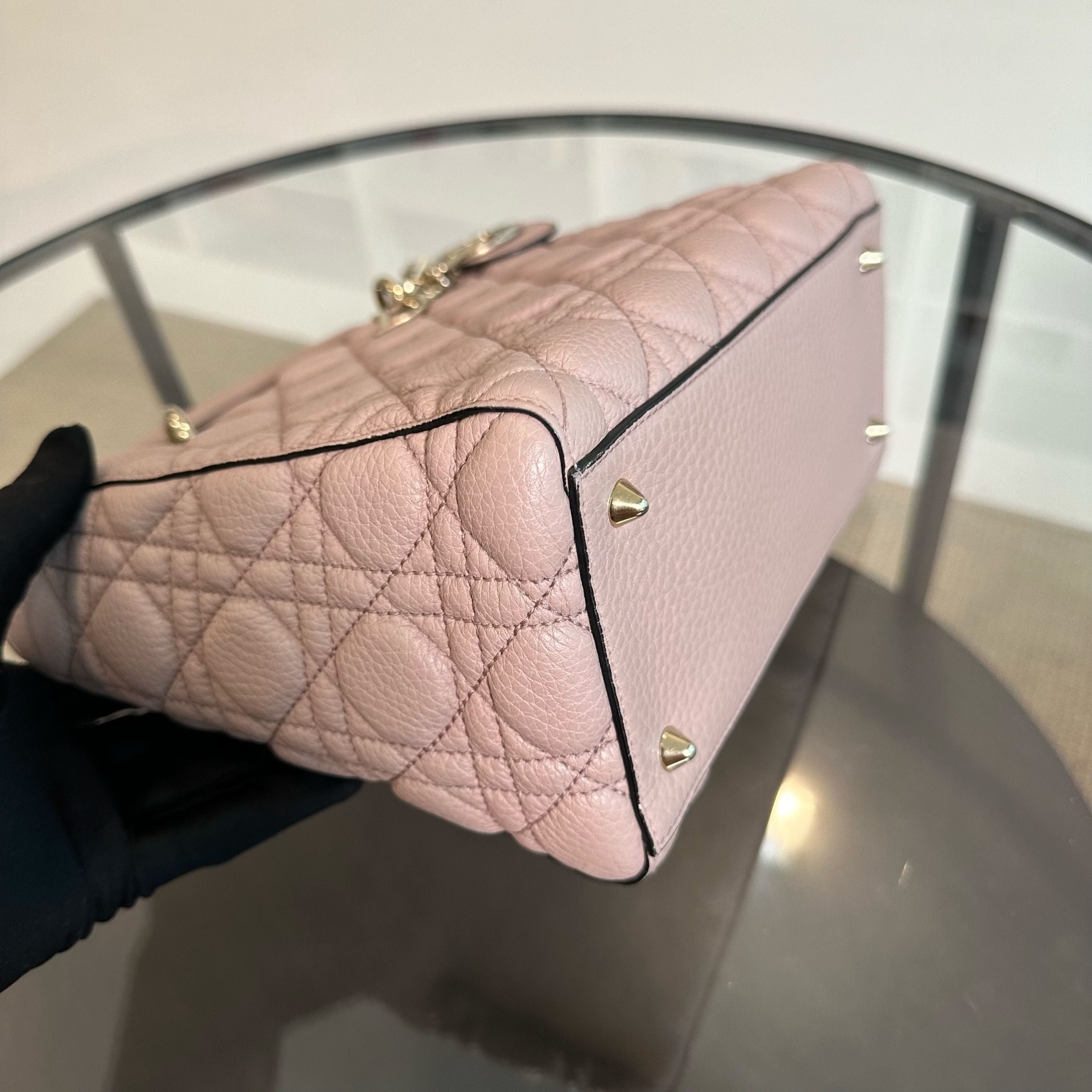 *Receipt* Dior Lady Medium Grained Calfskin Flap Nude Pink LGHW - Luxury Evermore