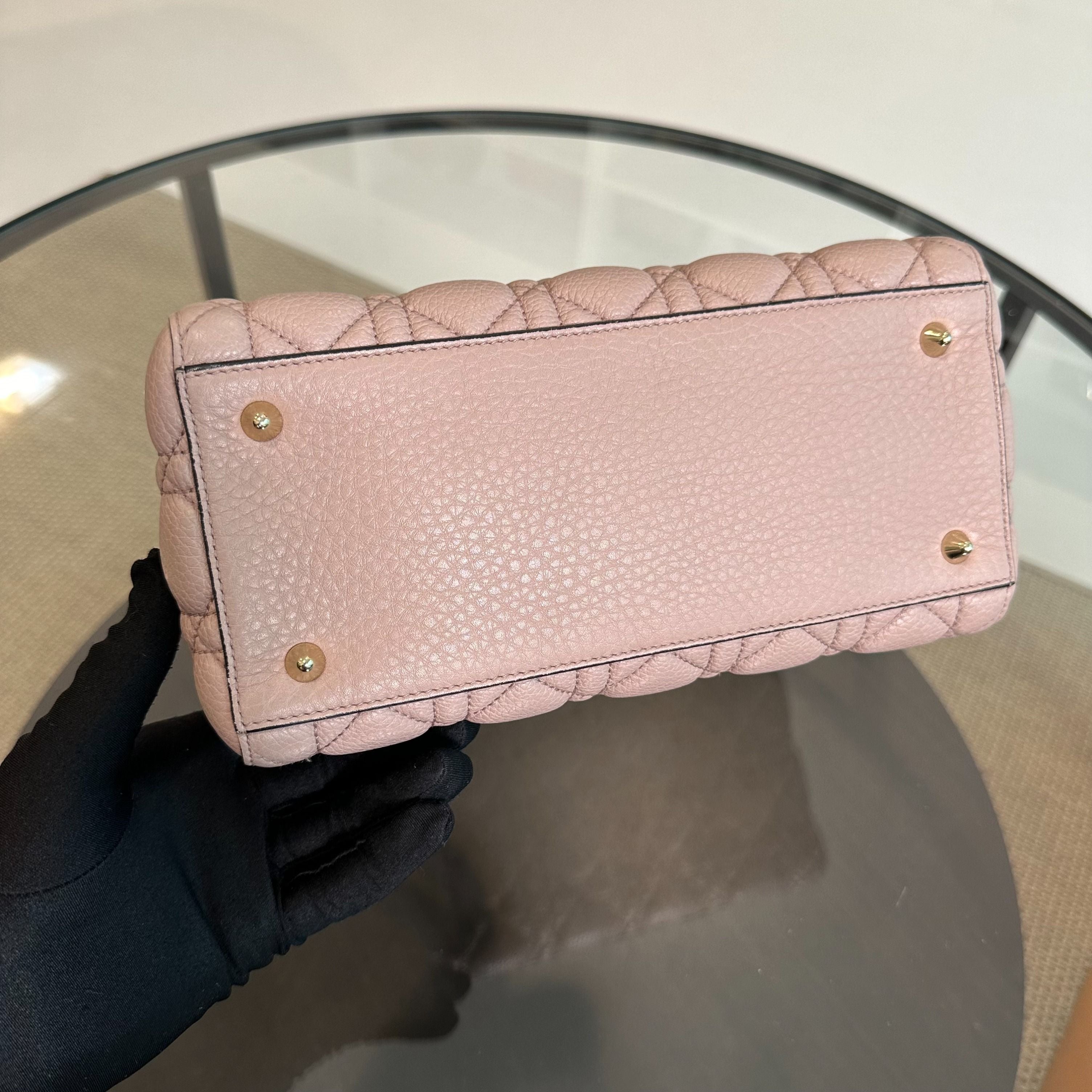 *Receipt* Dior Lady Medium Grained Calfskin Flap Nude Pink LGHW - Luxury Evermore