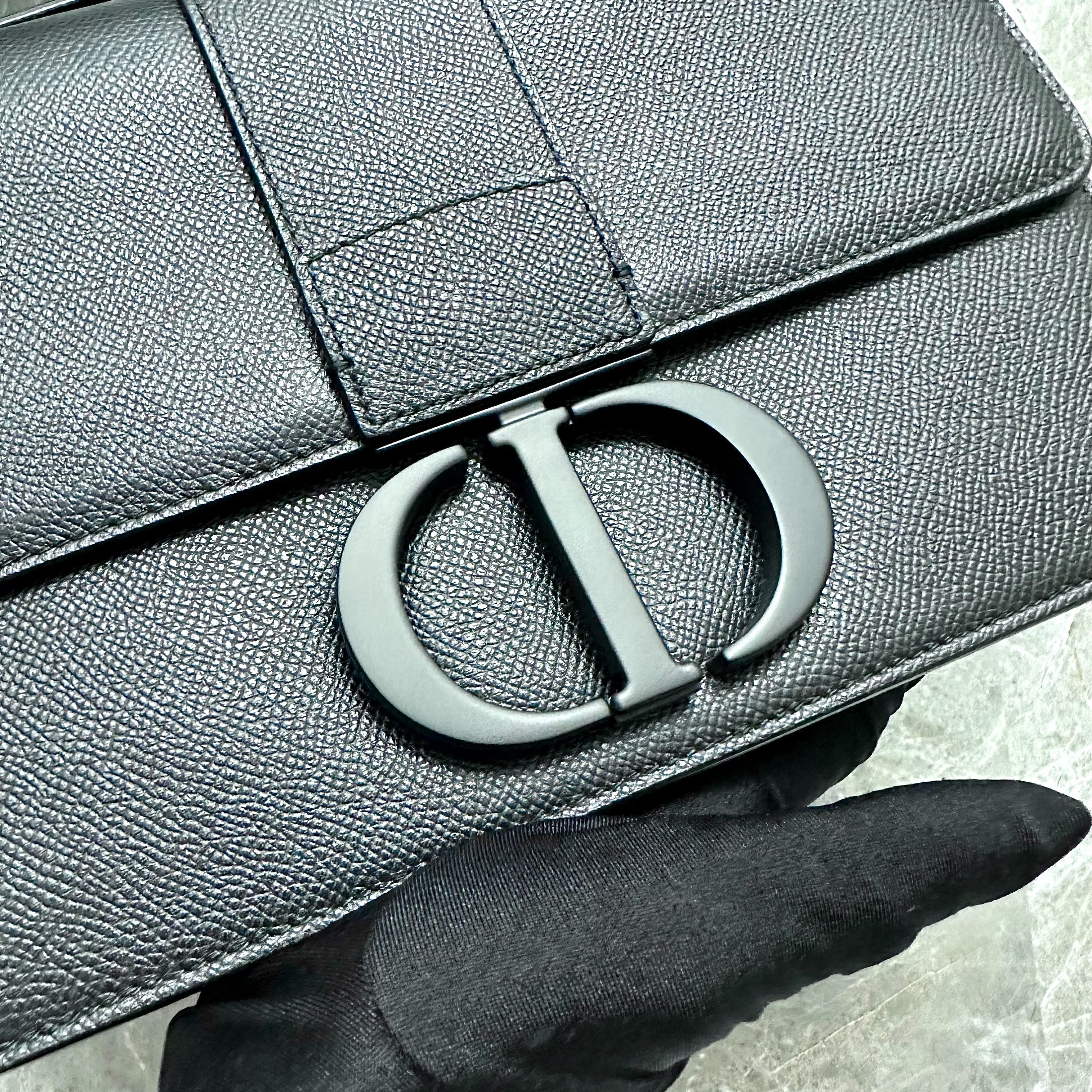 *Receipt full set* Dior Montaigne 30 All BlackGrained Calfskin Black Shoulder Bag - Luxury Evermore