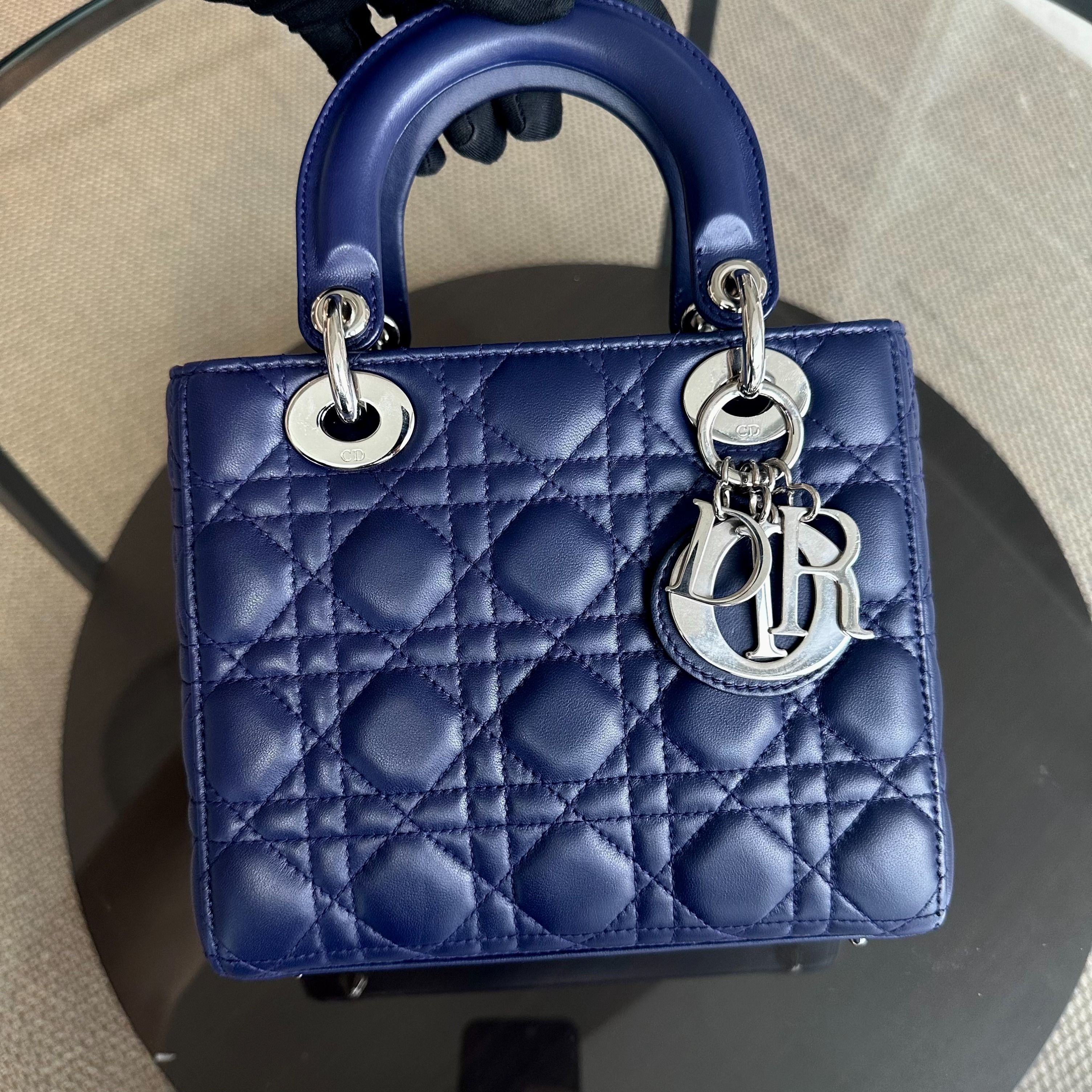 *Receipt, Full Set, Like New* Dior Lady Small Lambskin ABC Charm Badge SHW - Luxury Evermore