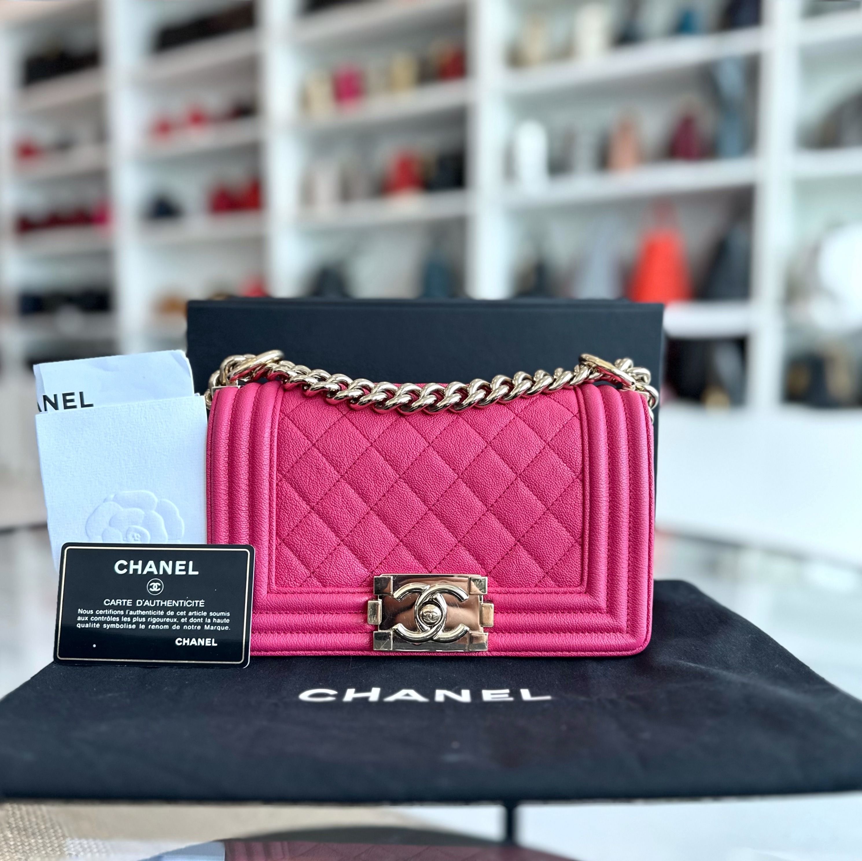 *Receipt Full Set, Series 30* Chanel Boy Small Caviar Quilted Calfskin Leboy Pink GHW No 30 - Luxury Evermore